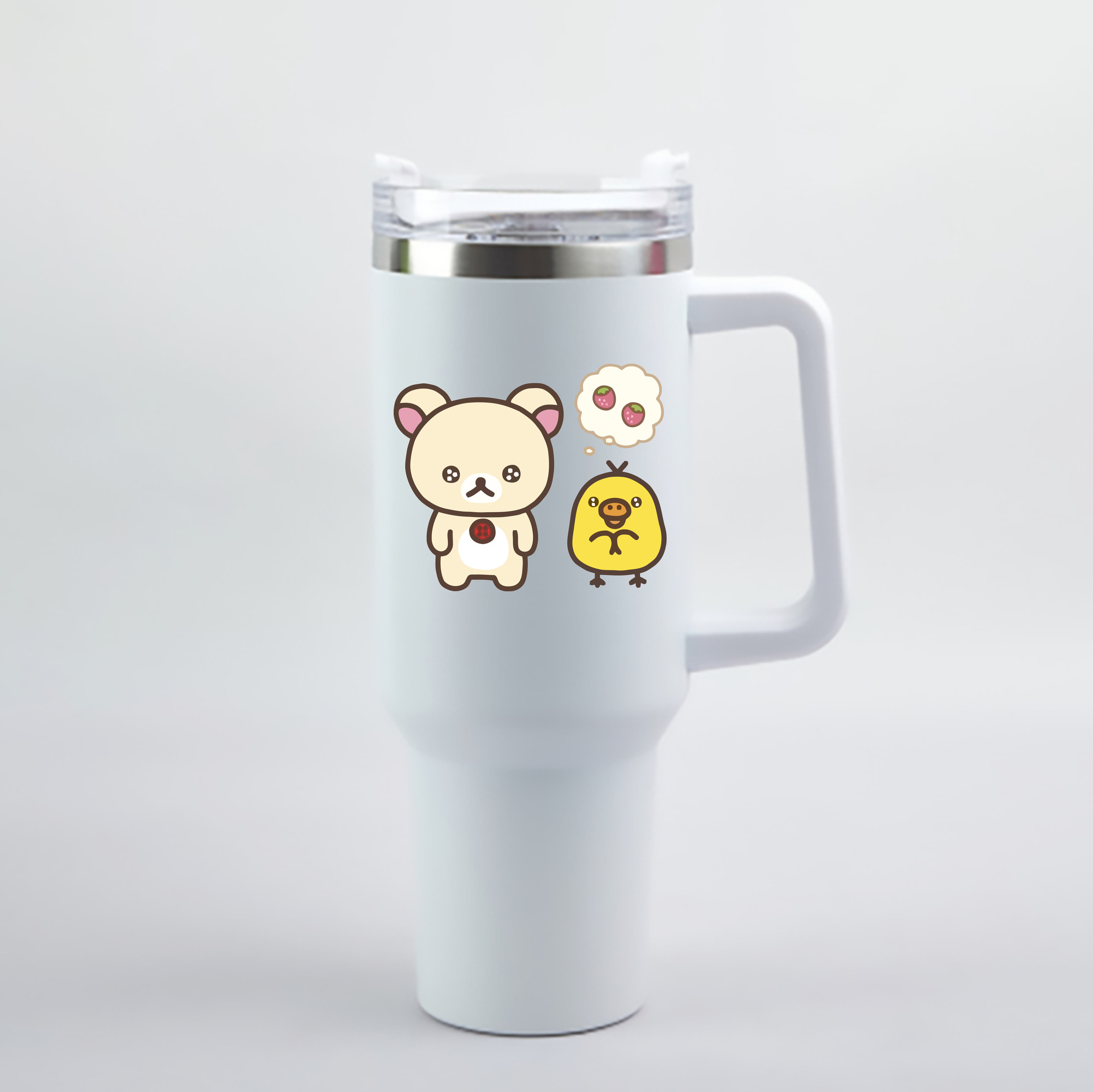 （画像用） リラックマ リラックマ キイロイトリ Rilakkuma Korilakkuma Kiiroitori 1200mL車用タンブラー - クリスタルステッカー（プラスチックストロー付き）