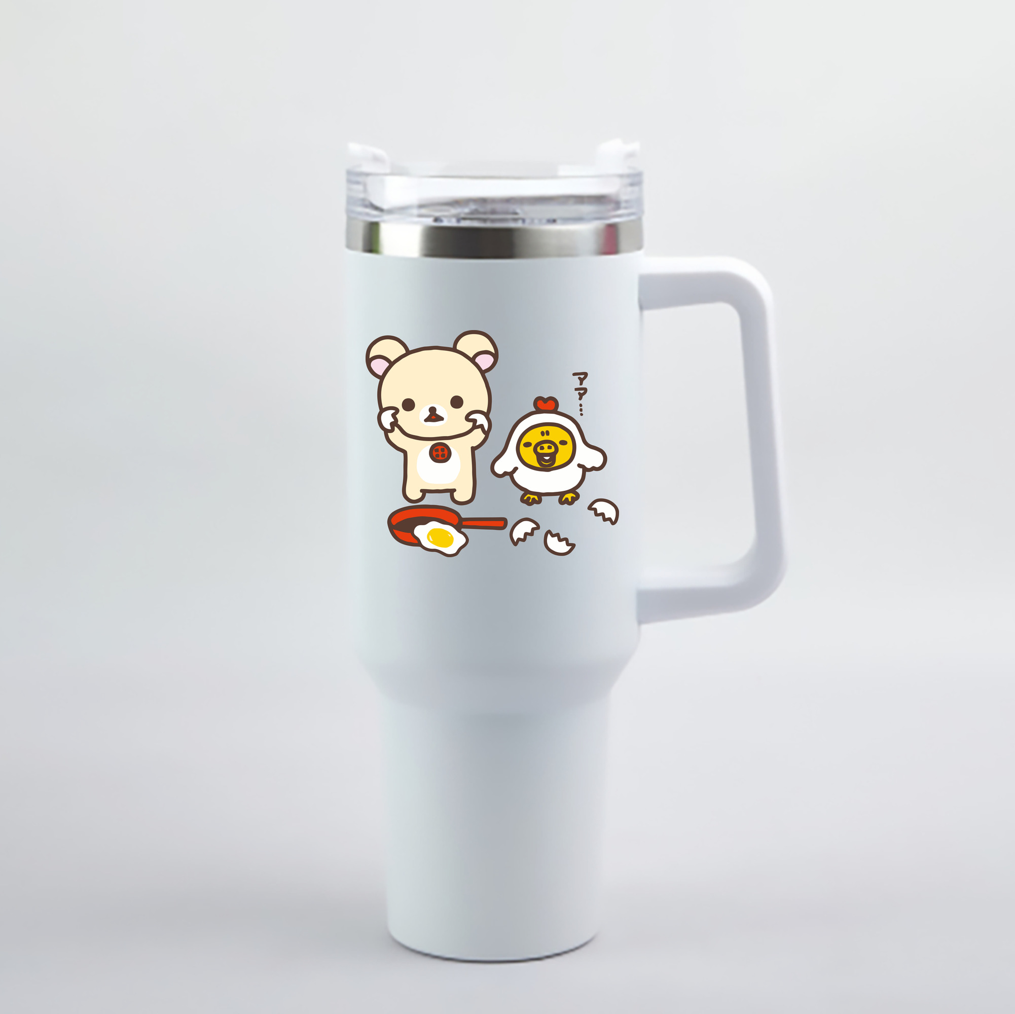 （画像用） リラックマ リラックマ キイロイトリ Rilakkuma Korilakkuma Kiiroitori 1200mL車用タンブラー - クリスタルステッカー（プラスチックストロー付き）