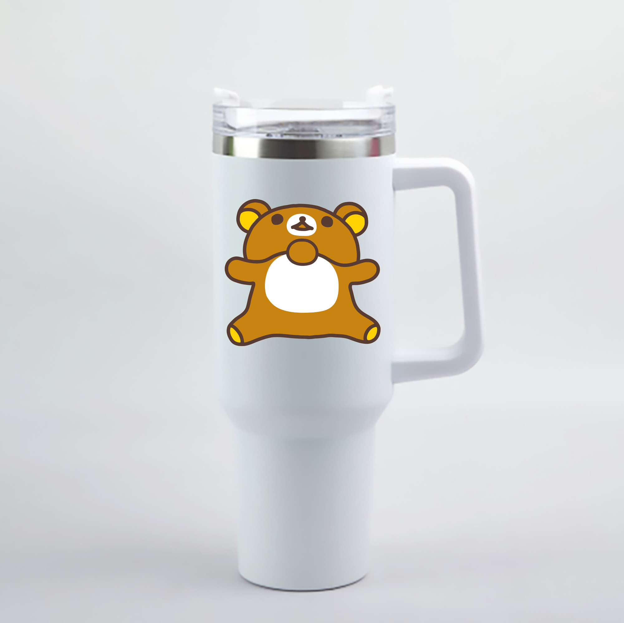 （画像用） リラックマ リラックマ キイロイトリ Rilakkuma Korilakkuma Kiiroitori 1200mL車用タンブラー - クリスタルステッカー（プラスチックストロー付き）