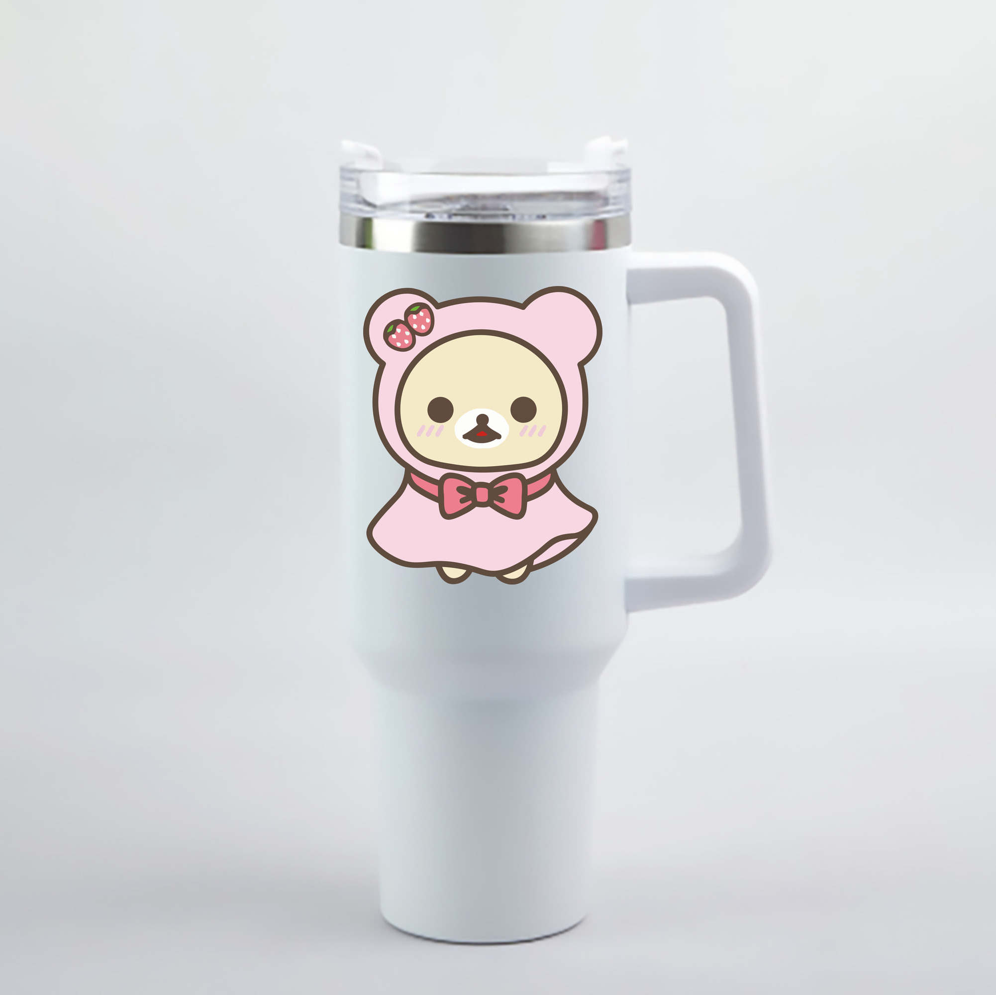 （画像用） リラックマ リラックマ キイロイトリ Rilakkuma Korilakkuma Kiiroitori 1200mL車用タンブラー - クリスタルステッカー（プラスチックストロー付き）