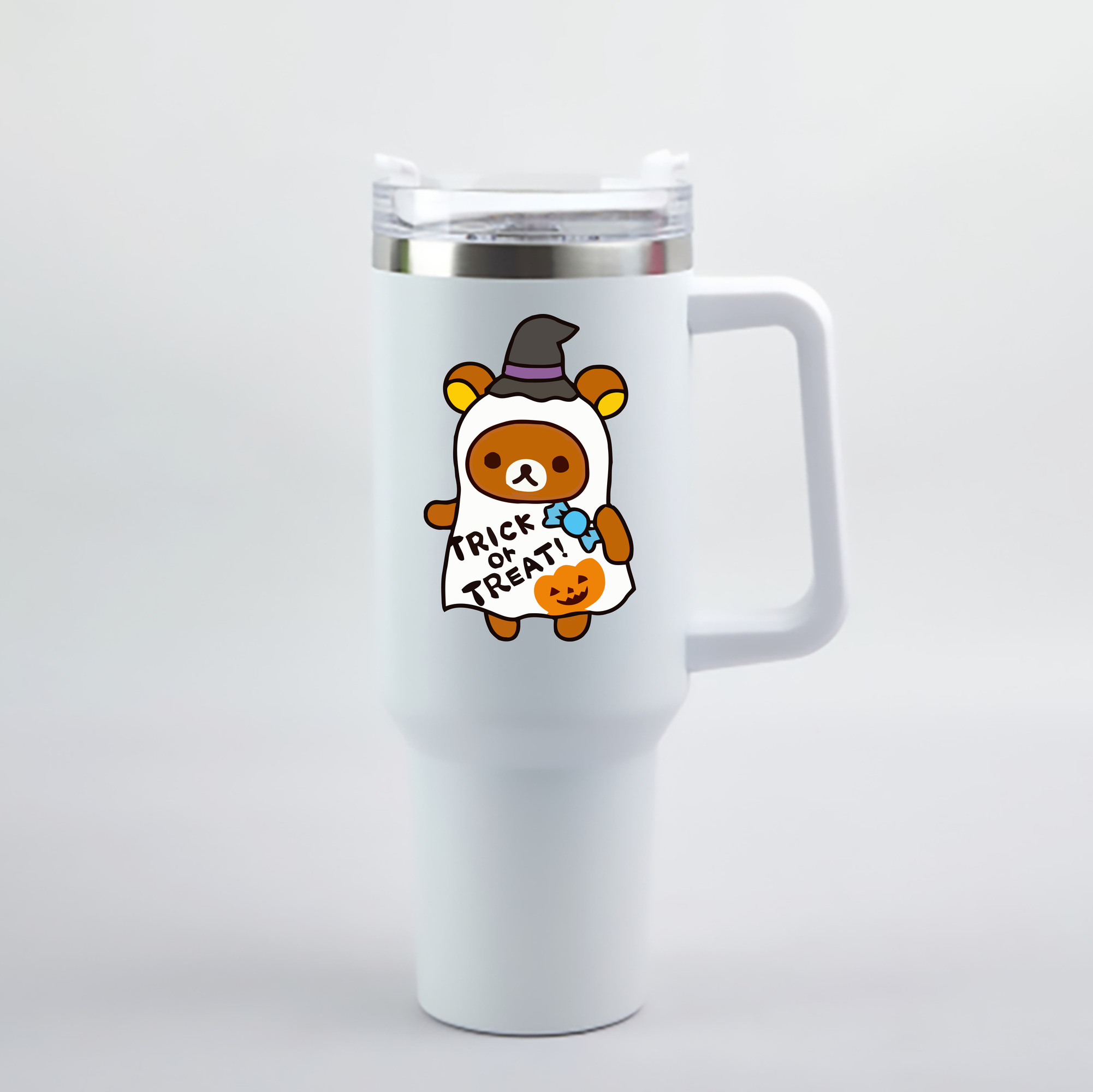 （画像用） リラックマ リラックマ キイロイトリ Rilakkuma Korilakkuma Kiiroitori 1200mL車用タンブラー - クリスタルステッカー（プラスチックストロー付き）