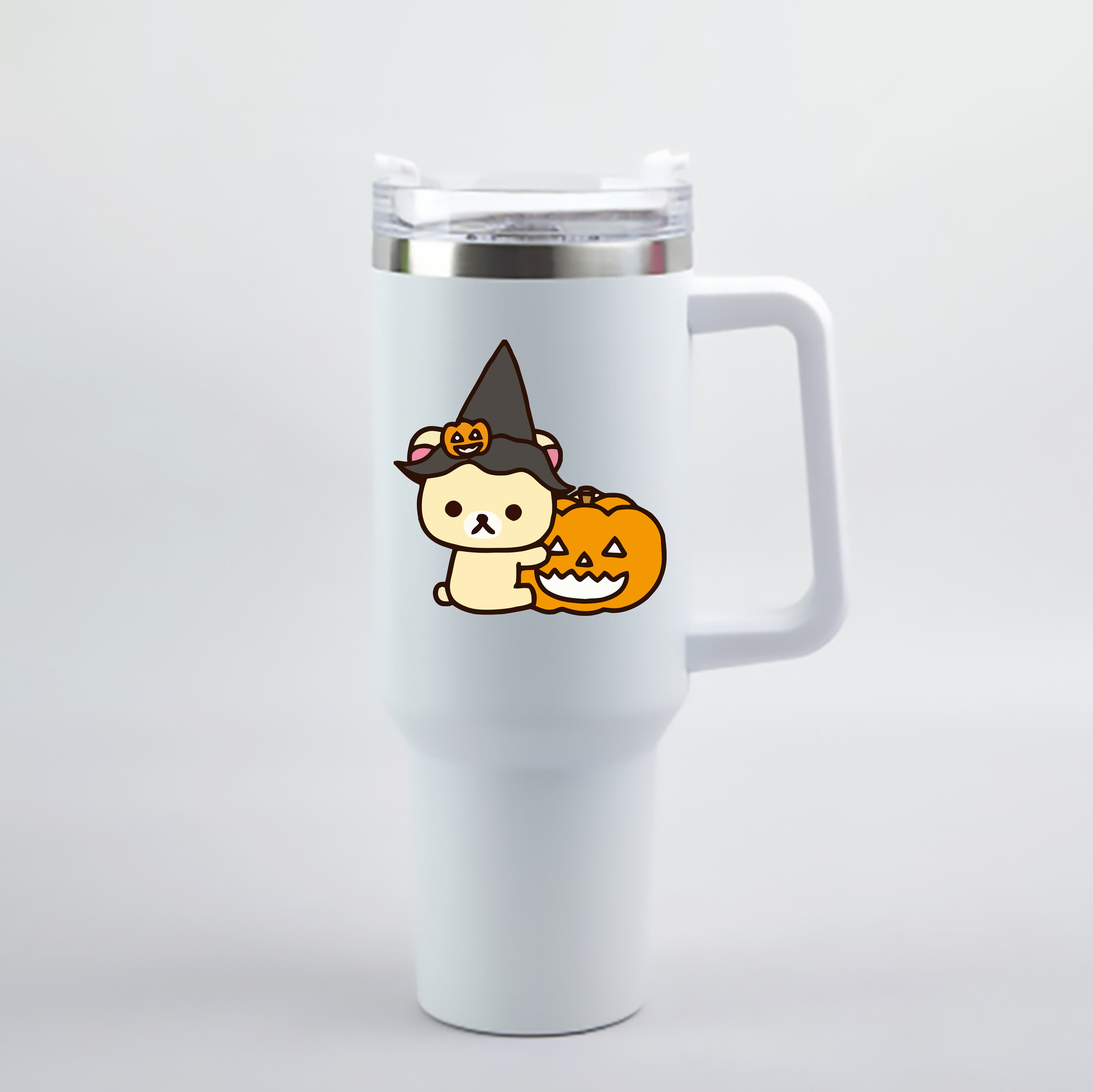 （画像用） リラックマ リラックマ キイロイトリ Rilakkuma Korilakkuma Kiiroitori 1200mL車用タンブラー - クリスタルステッカー（プラスチックストロー付き）