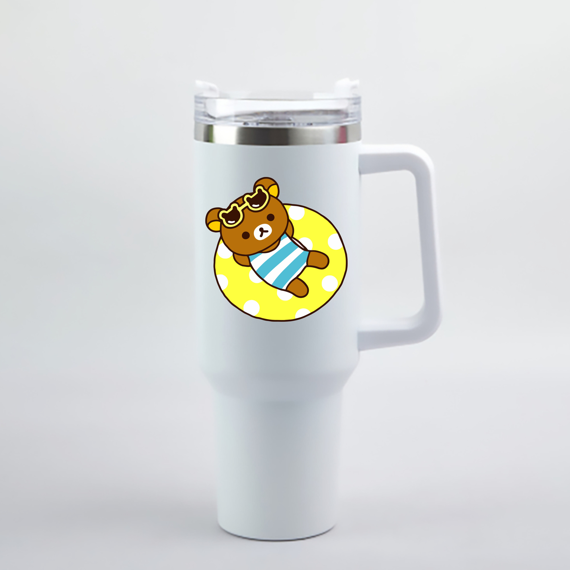 （画像用） リラックマ リラックマ キイロイトリ Rilakkuma Korilakkuma Kiiroitori 1200mL車用タンブラー - クリスタルステッカー（プラスチックストロー付き）