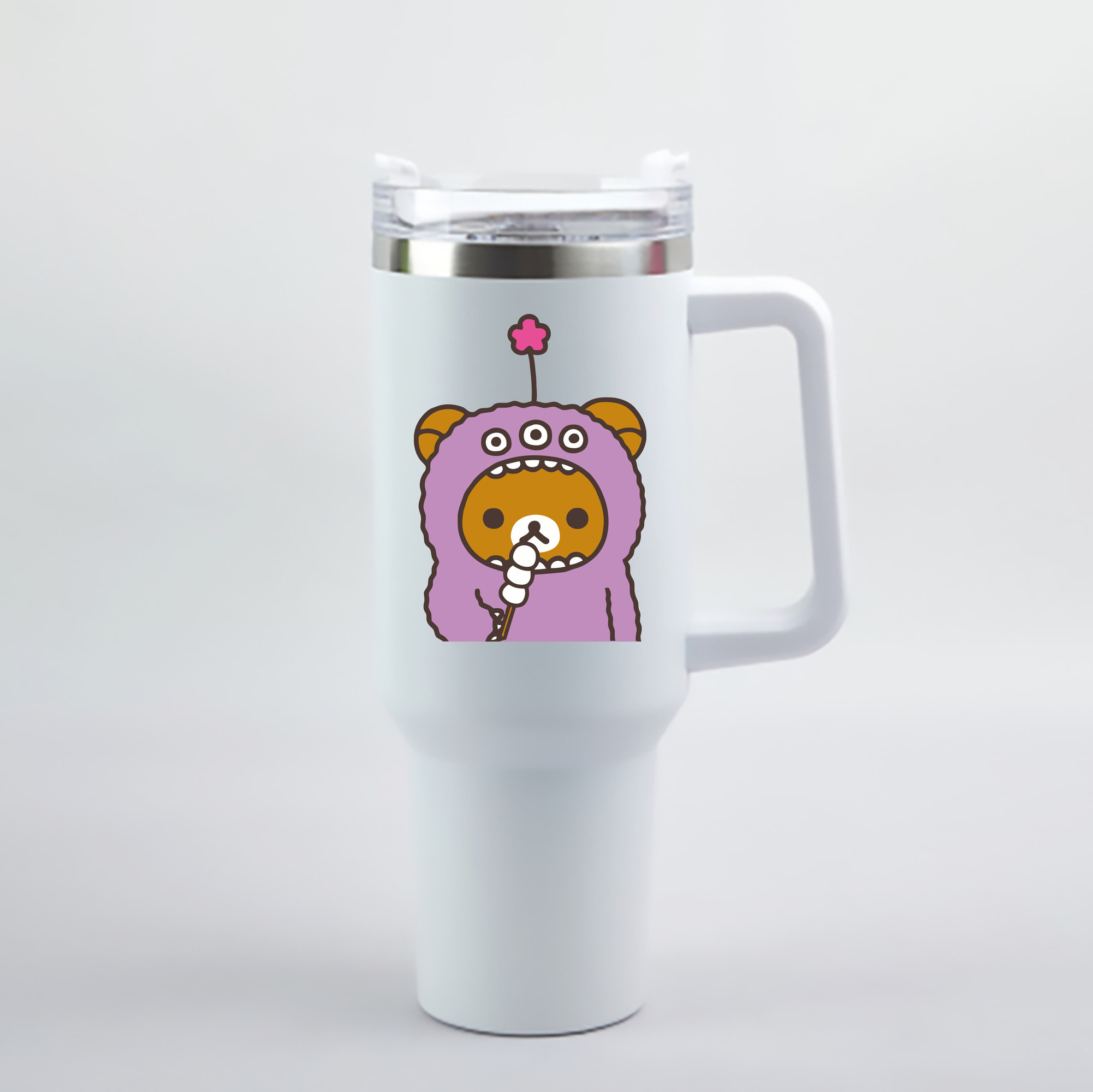 （画像用） リラックマ リラックマ キイロイトリ Rilakkuma Korilakkuma Kiiroitori 1200mL車用タンブラー - クリスタルステッカー（プラスチックストロー付き）