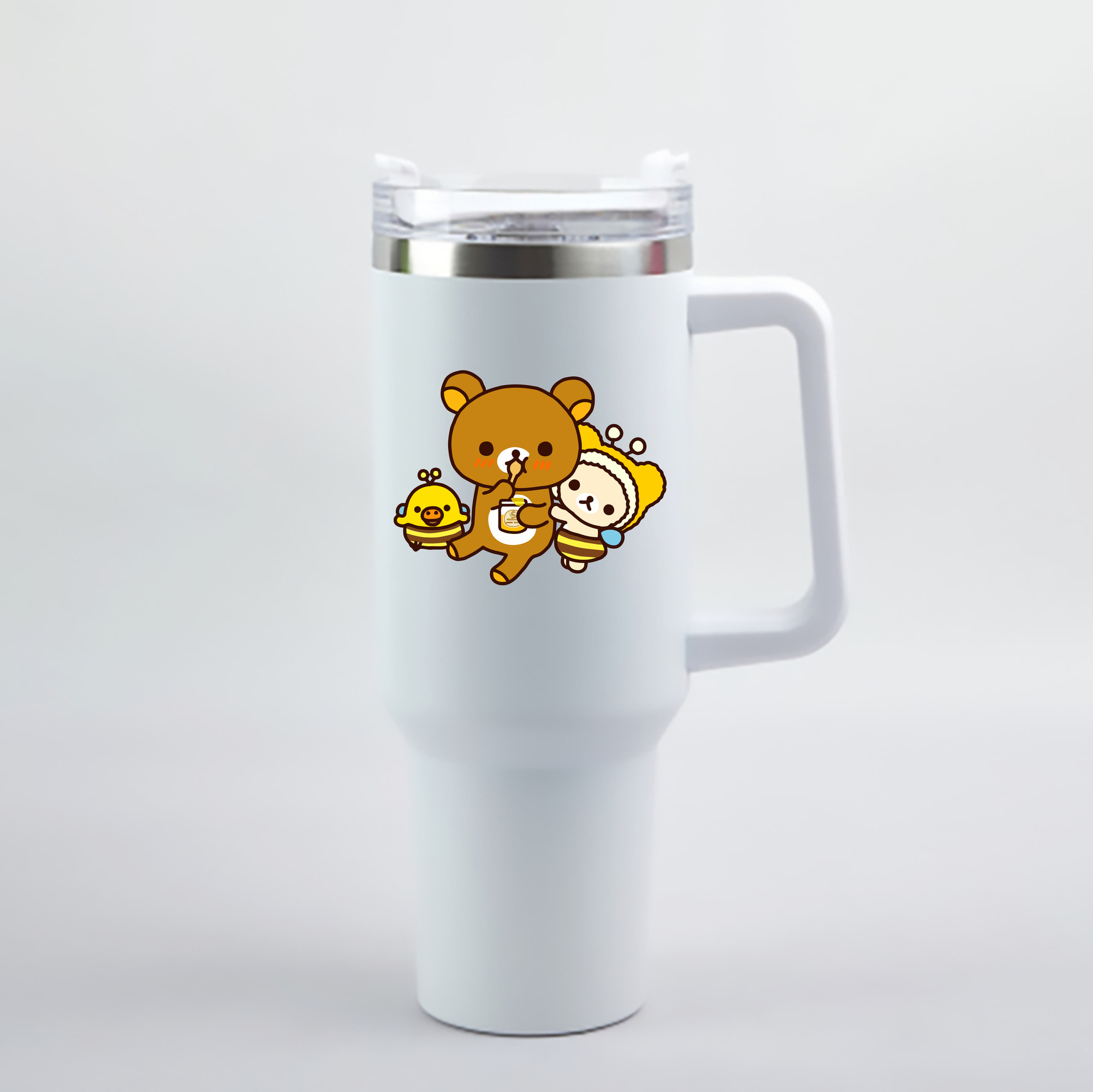 （画像用） リラックマ リラックマ キイロイトリ Rilakkuma Korilakkuma Kiiroitori 1200mL車用タンブラー - クリスタルステッカー（プラスチックストロー付き）