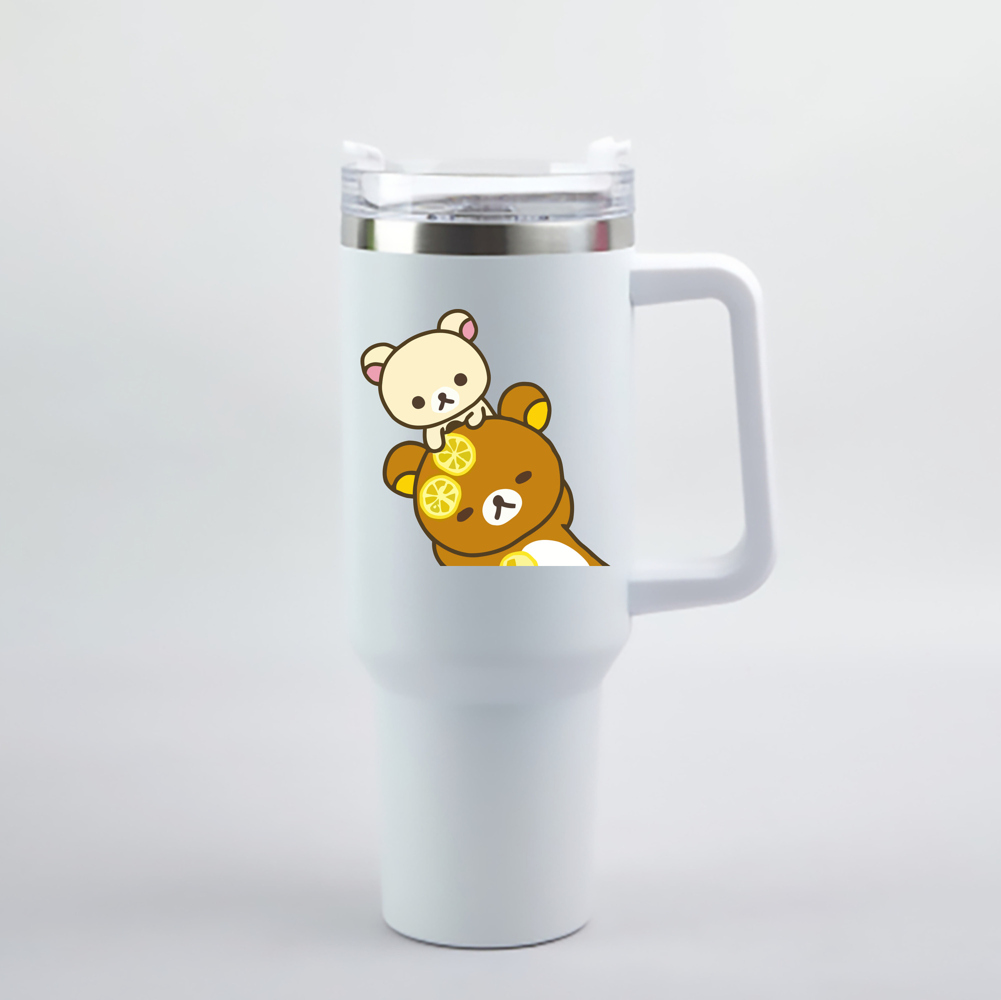 （画像用） リラックマ リラックマ キイロイトリ Rilakkuma Korilakkuma Kiiroitori 1200mL車用タンブラー - クリスタルステッカー（プラスチックストロー付き）