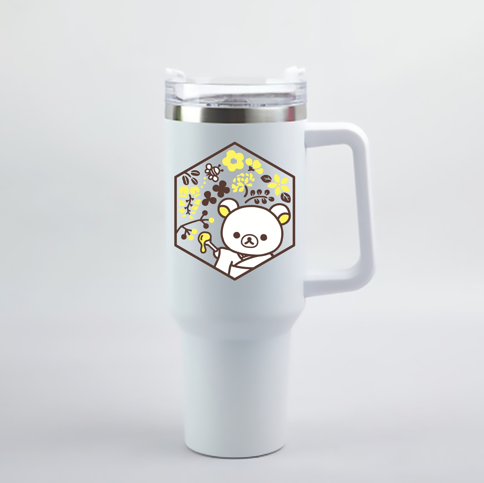 （画像用） リラックマ リラックマ キイロイトリ Rilakkuma Korilakkuma Kiiroitori 1200mL車用タンブラー - クリスタルステッカー（プラスチックストロー付き）