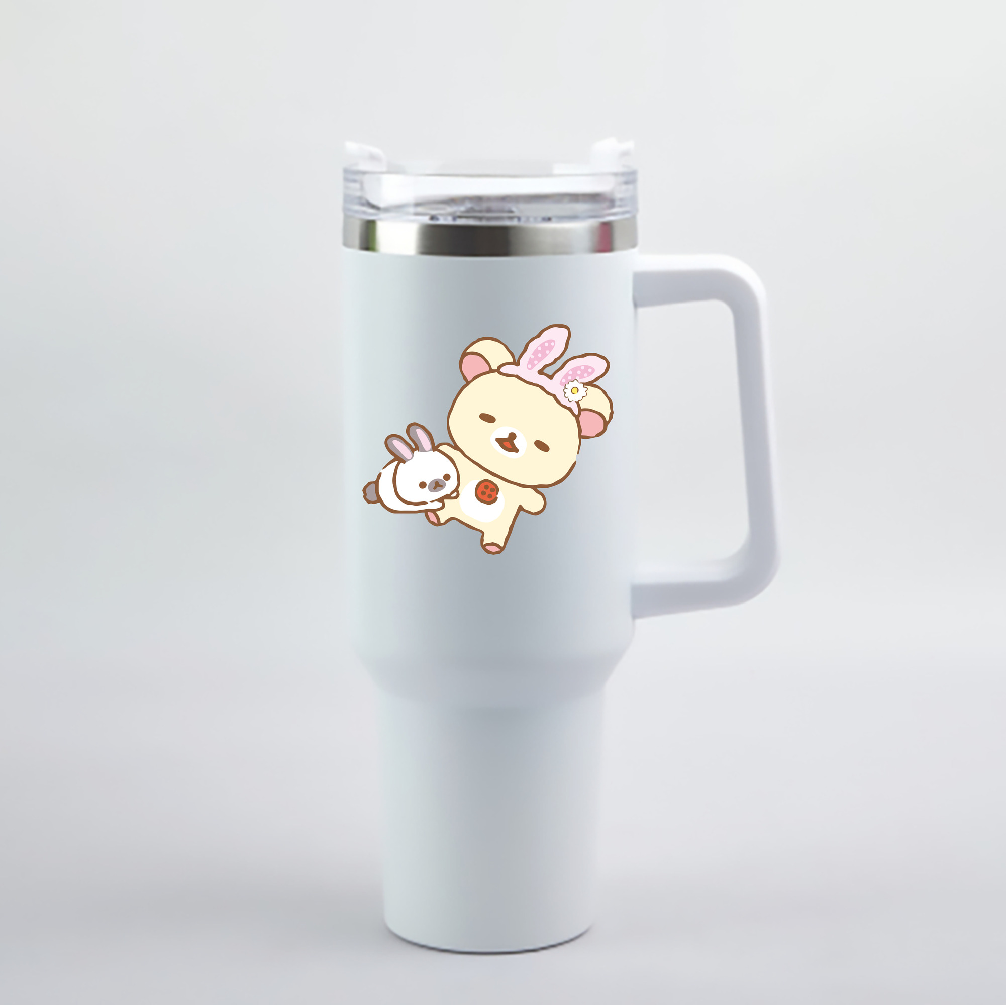 （画像用） リラックマ リラックマ キイロイトリ Rilakkuma Korilakkuma Kiiroitori 1200mL車用タンブラー - クリスタルステッカー（プラスチックストロー付き）