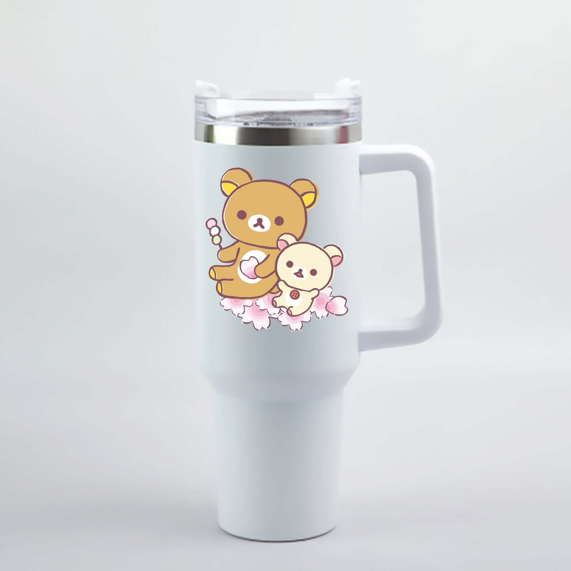 （画像用） リラックマ リラックマ キイロイトリ Rilakkuma Korilakkuma Kiiroitori 1200mL車用タンブラー - クリスタルステッカー（プラスチックストロー付き）