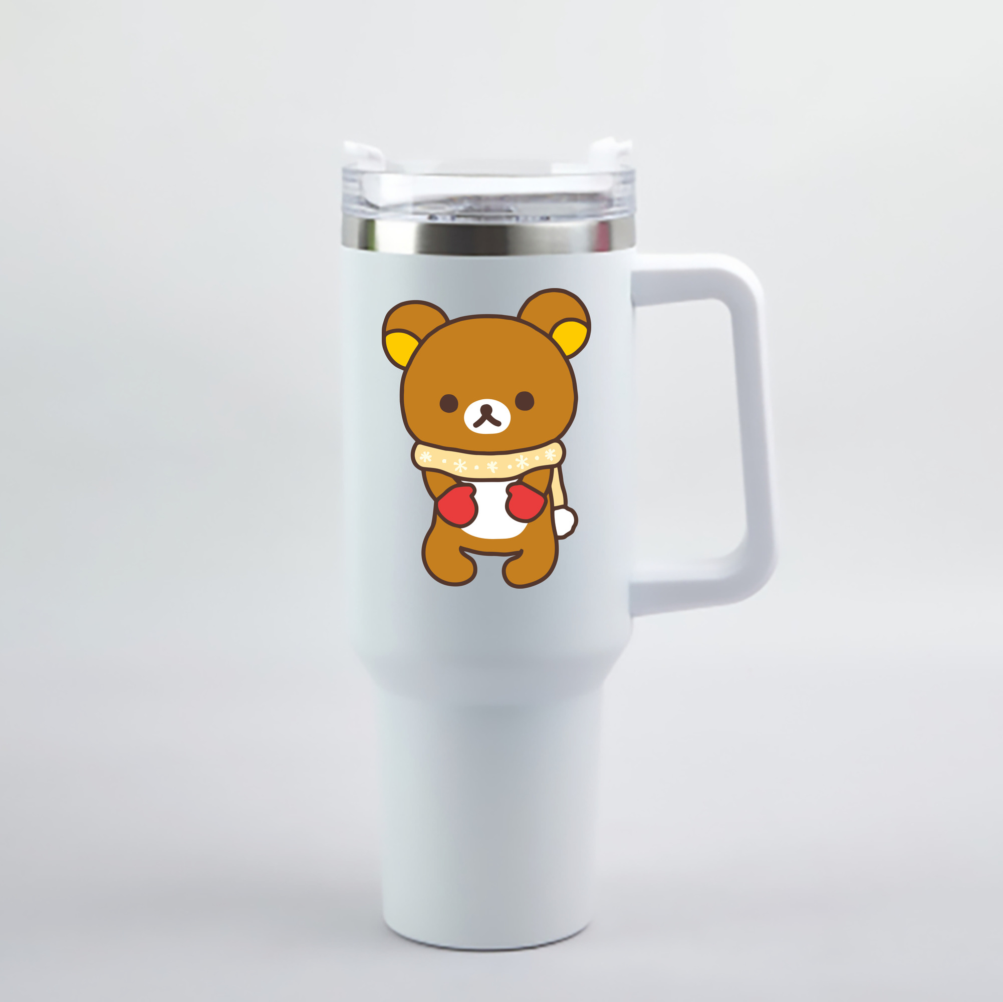 （画像用） リラックマ リラックマ キイロイトリ Rilakkuma Korilakkuma Kiiroitori 1200mL車用タンブラー - クリスタルステッカー（プラスチックストロー付き）