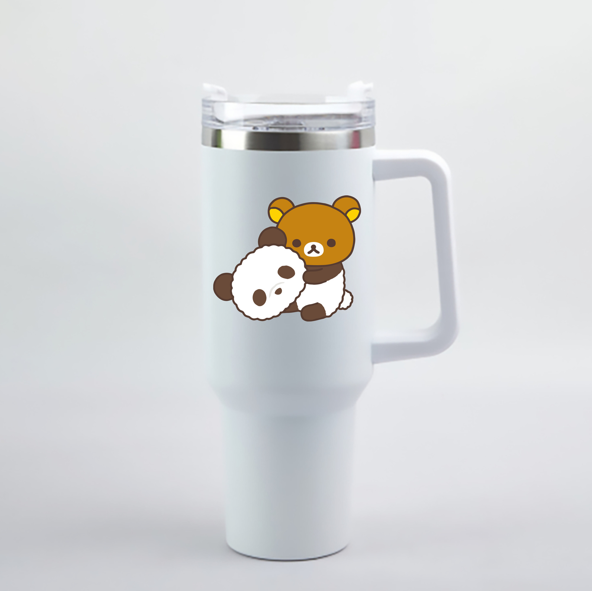 （画像用） リラックマ リラックマ キイロイトリ Rilakkuma Korilakkuma Kiiroitori 1200mL車用タンブラー - クリスタルステッカー（プラスチックストロー付き）