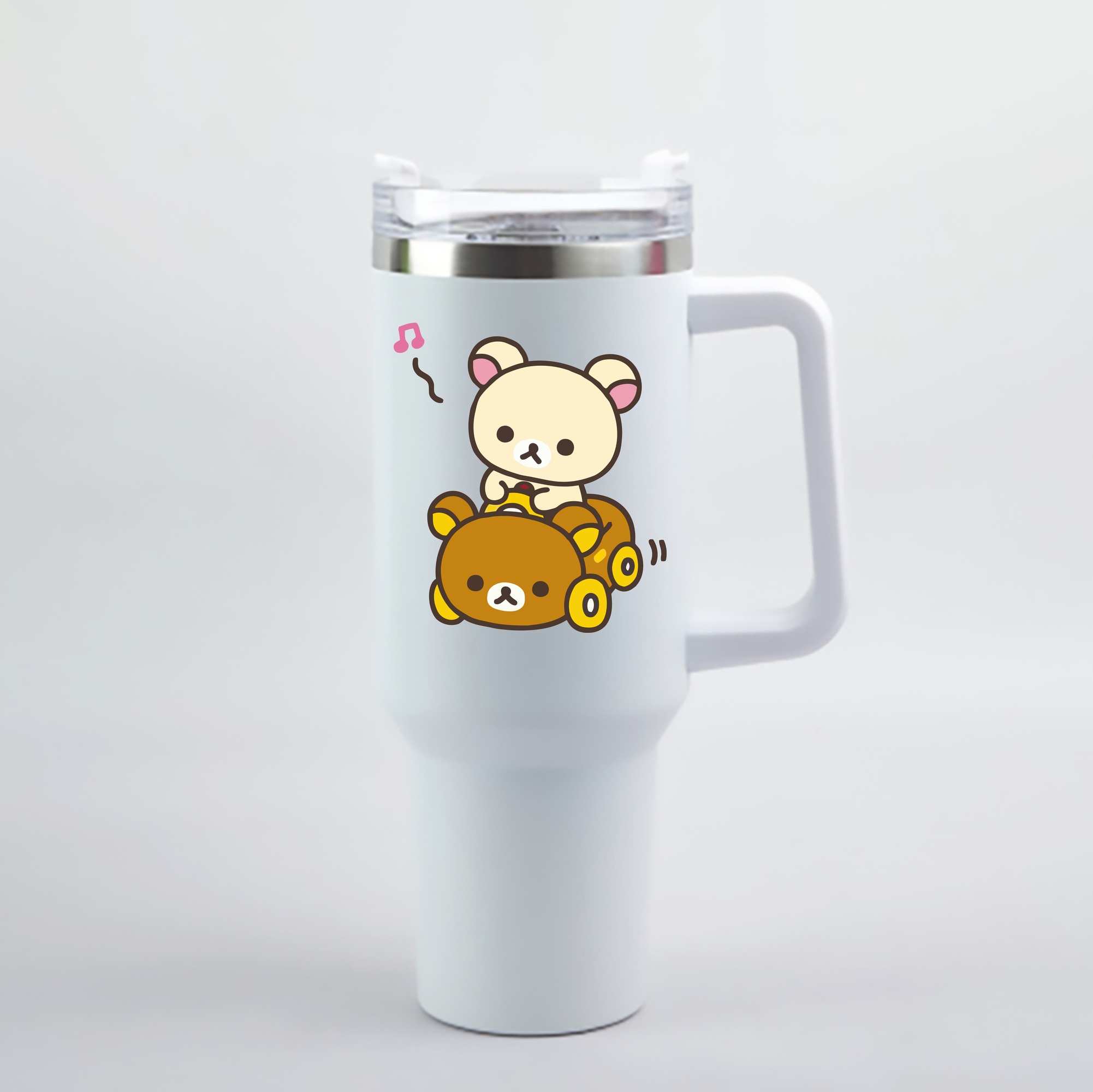 （画像用） リラックマ リラックマ キイロイトリ Rilakkuma Korilakkuma Kiiroitori 1200mL車用タンブラー - クリスタルステッカー（プラスチックストロー付き）