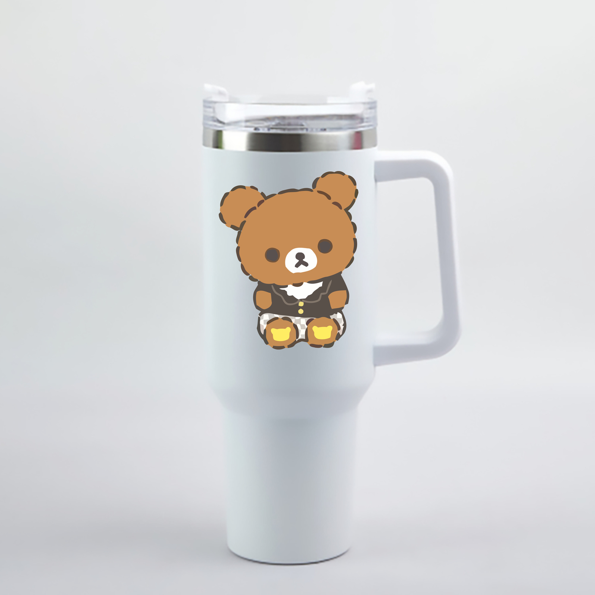 （画像用） リラックマ リラックマ キイロイトリ Rilakkuma Korilakkuma Kiiroitori 1200mL車用タンブラー - クリスタルステッカー（プラスチックストロー付き）