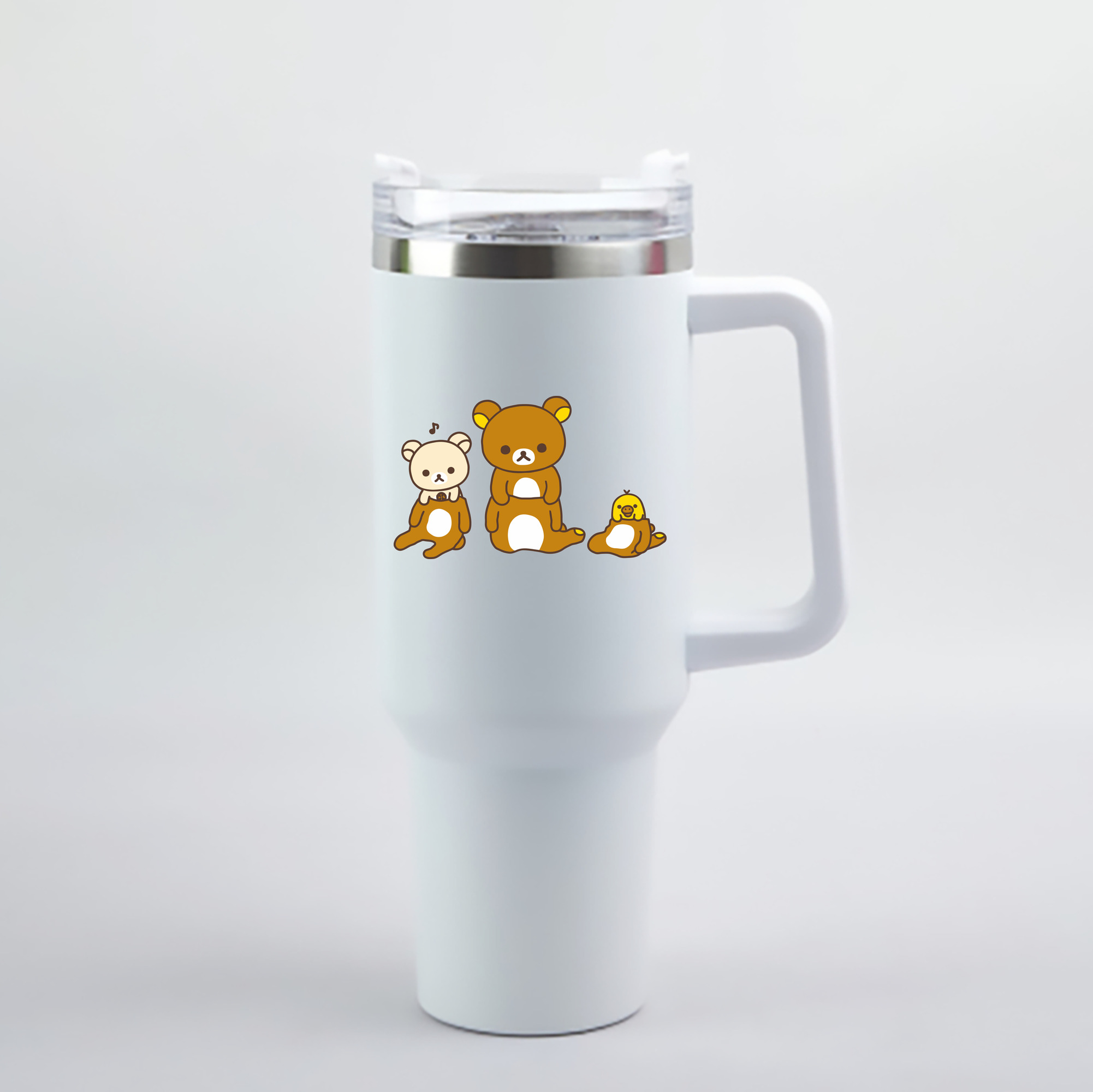 （画像用） リラックマ リラックマ キイロイトリ Rilakkuma Korilakkuma Kiiroitori 1200mL車用タンブラー - クリスタルステッカー（プラスチックストロー付き）