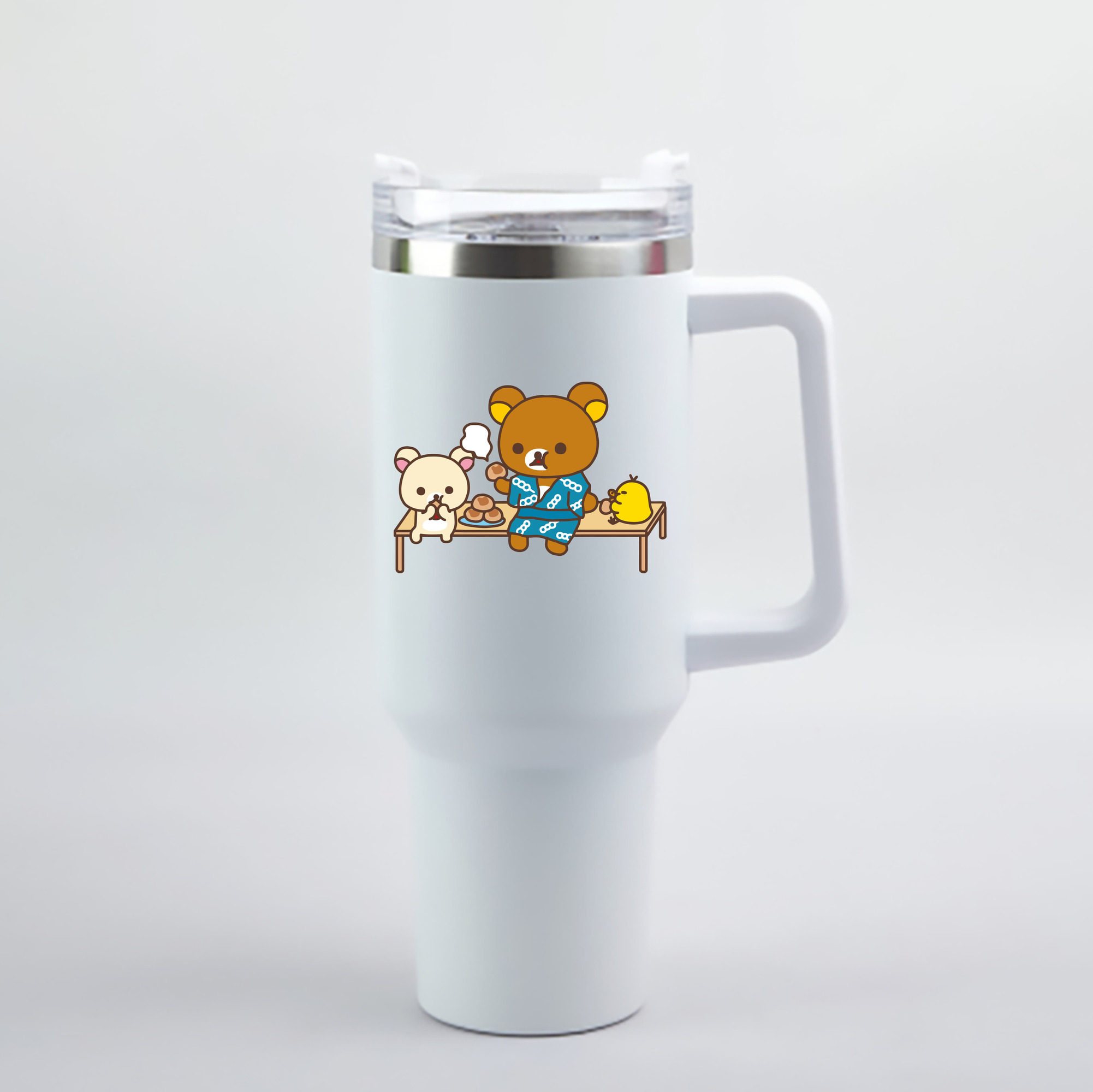 （画像用） リラックマ リラックマ キイロイトリ Rilakkuma Korilakkuma Kiiroitori 1200mL車用タンブラー - クリスタルステッカー（プラスチックストロー付き）