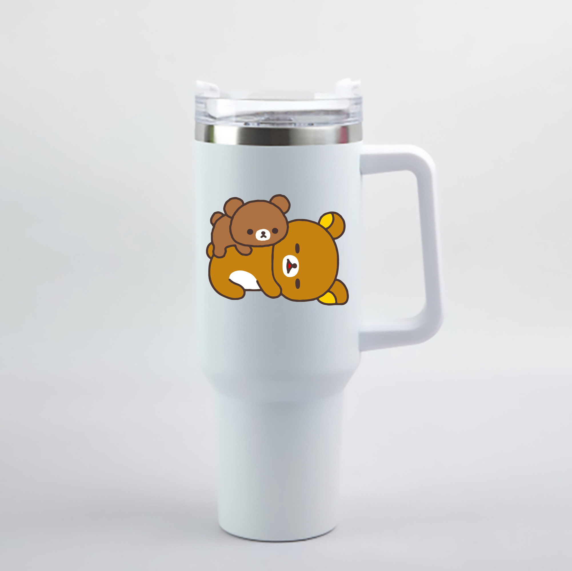 （画像用） リラックマ リラックマ キイロイトリ Rilakkuma Korilakkuma Kiiroitori 1200mL車用タンブラー - クリスタルステッカー（プラスチックストロー付き）