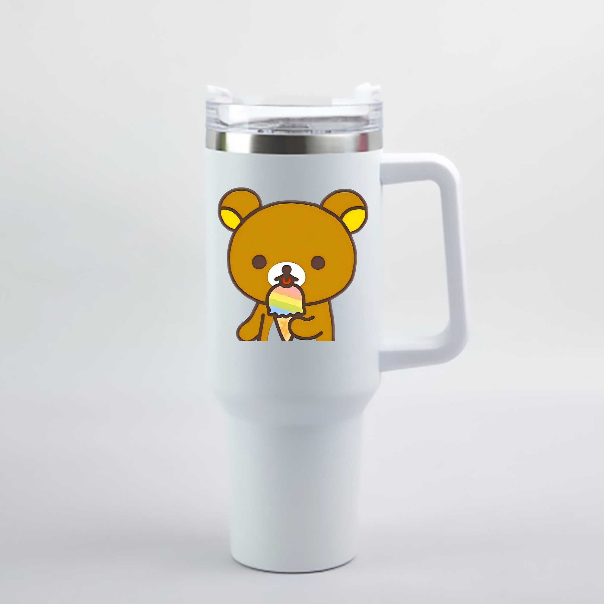 （画像用） リラックマ リラックマ キイロイトリ Rilakkuma Korilakkuma Kiiroitori 1200mL車用タンブラー - クリスタルステッカー（プラスチックストロー付き）