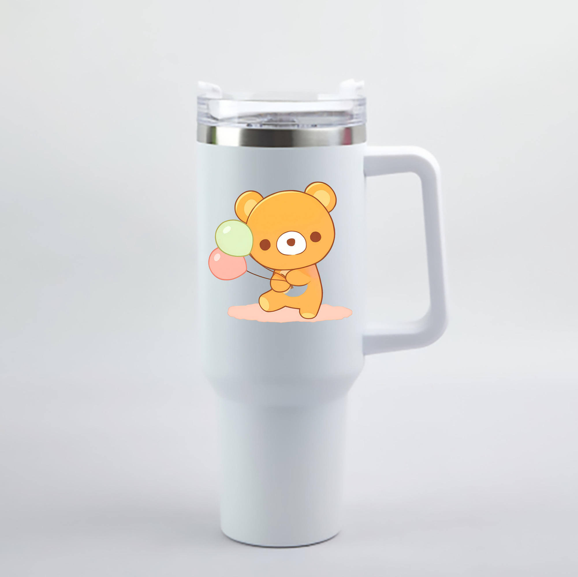 （画像用） リラックマ リラックマ キイロイトリ Rilakkuma Korilakkuma Kiiroitori 1200mL車用タンブラー - クリスタルステッカー（プラスチックストロー付き）