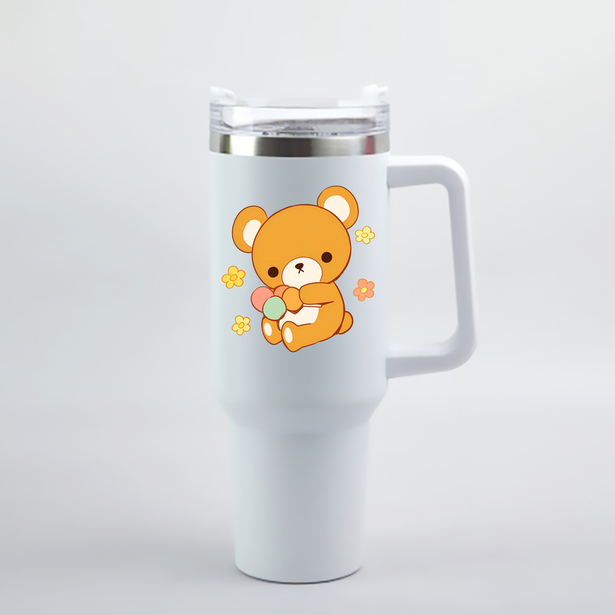 （画像用） リラックマ リラックマ キイロイトリ Rilakkuma Korilakkuma Kiiroitori 1200mL車用タンブラー - クリスタルステッカー（プラスチックストロー付き）