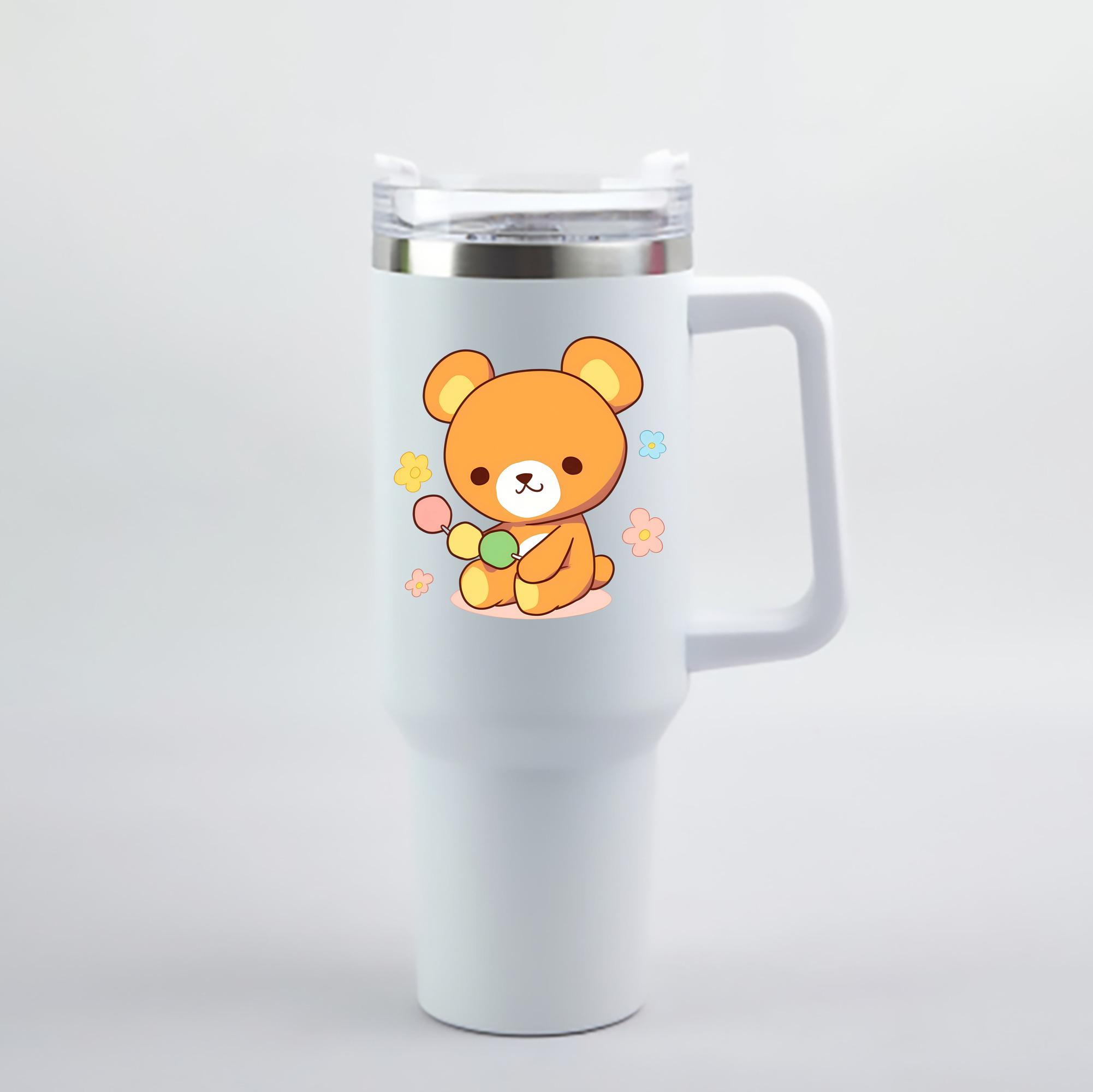 （画像用） リラックマ リラックマ キイロイトリ Rilakkuma Korilakkuma Kiiroitori 1200mL車用タンブラー - クリスタルステッカー（プラスチックストロー付き）
