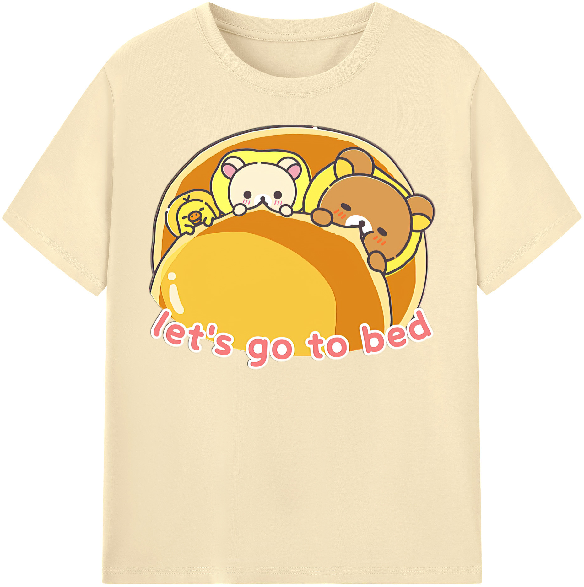 （画像用） リラックマ リラックマ キイロイトリ Rilakkuma Korilakkuma Kiiroitori 綿100％半袖Tシャツ（フロントプリント）