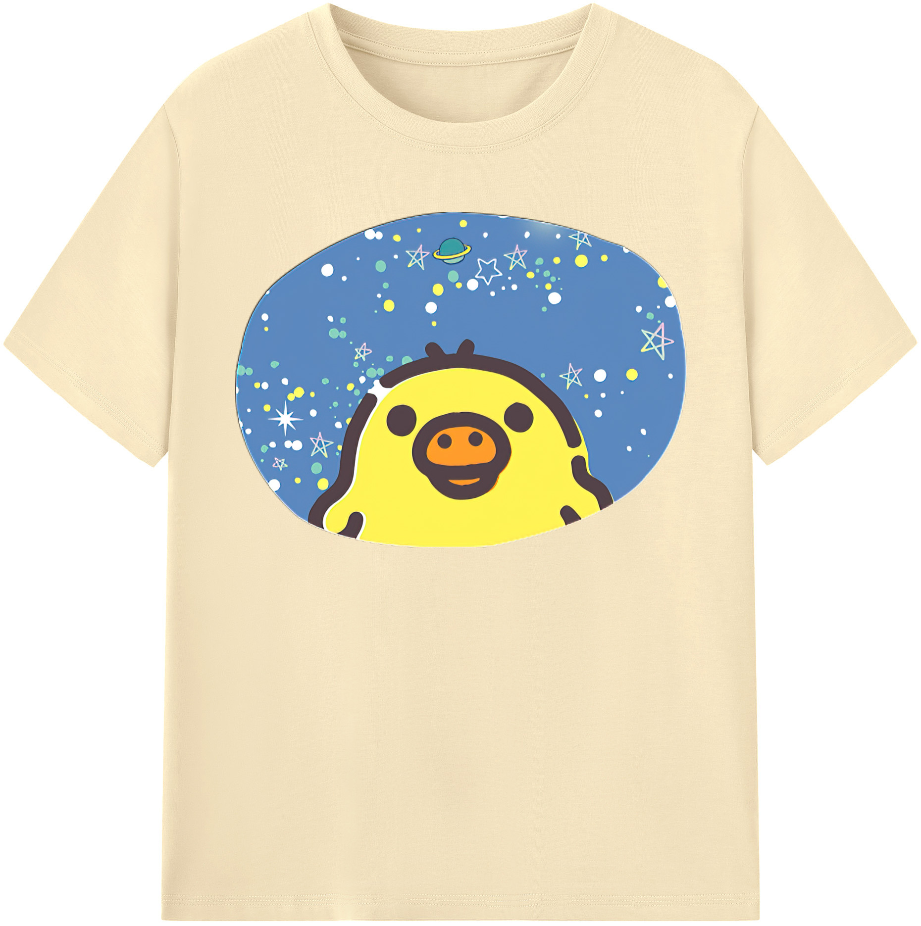 （画像用） リラックマ リラックマ キイロイトリ Rilakkuma Korilakkuma Kiiroitori 綿100％半袖Tシャツ（フロントプリント）