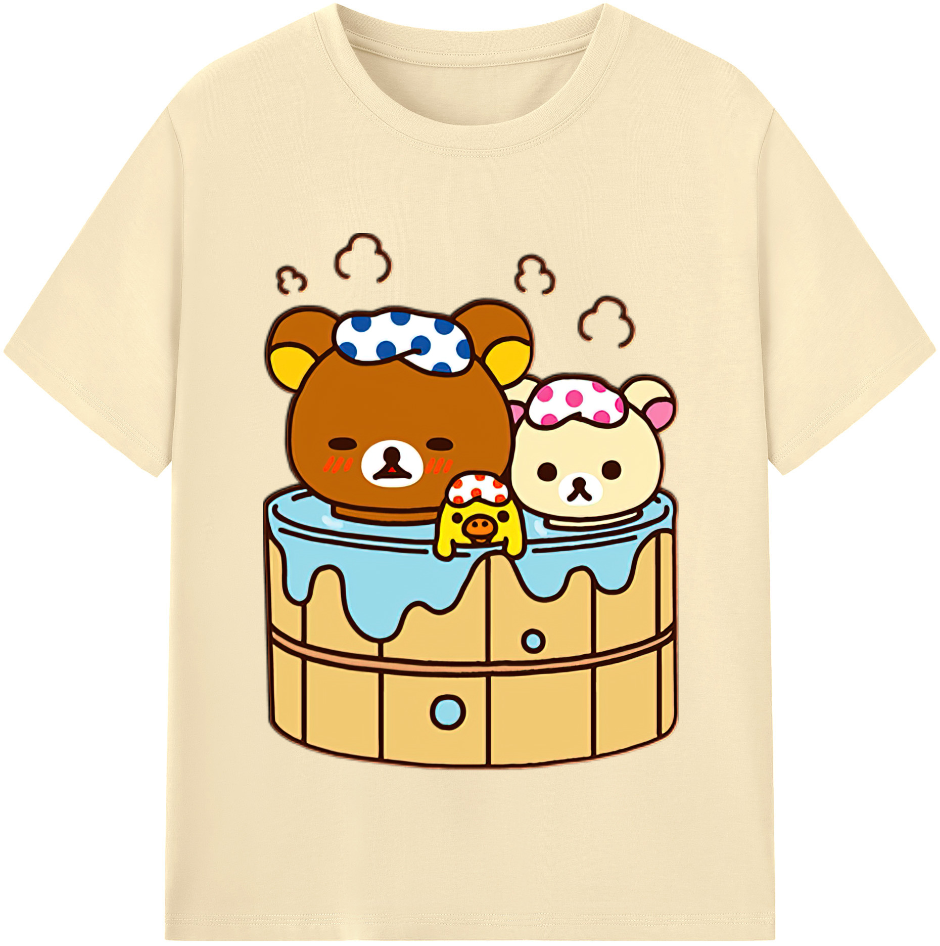 （画像用） リラックマ リラックマ キイロイトリ Rilakkuma Korilakkuma Kiiroitori 綿100％半袖Tシャツ（フロントプリント）