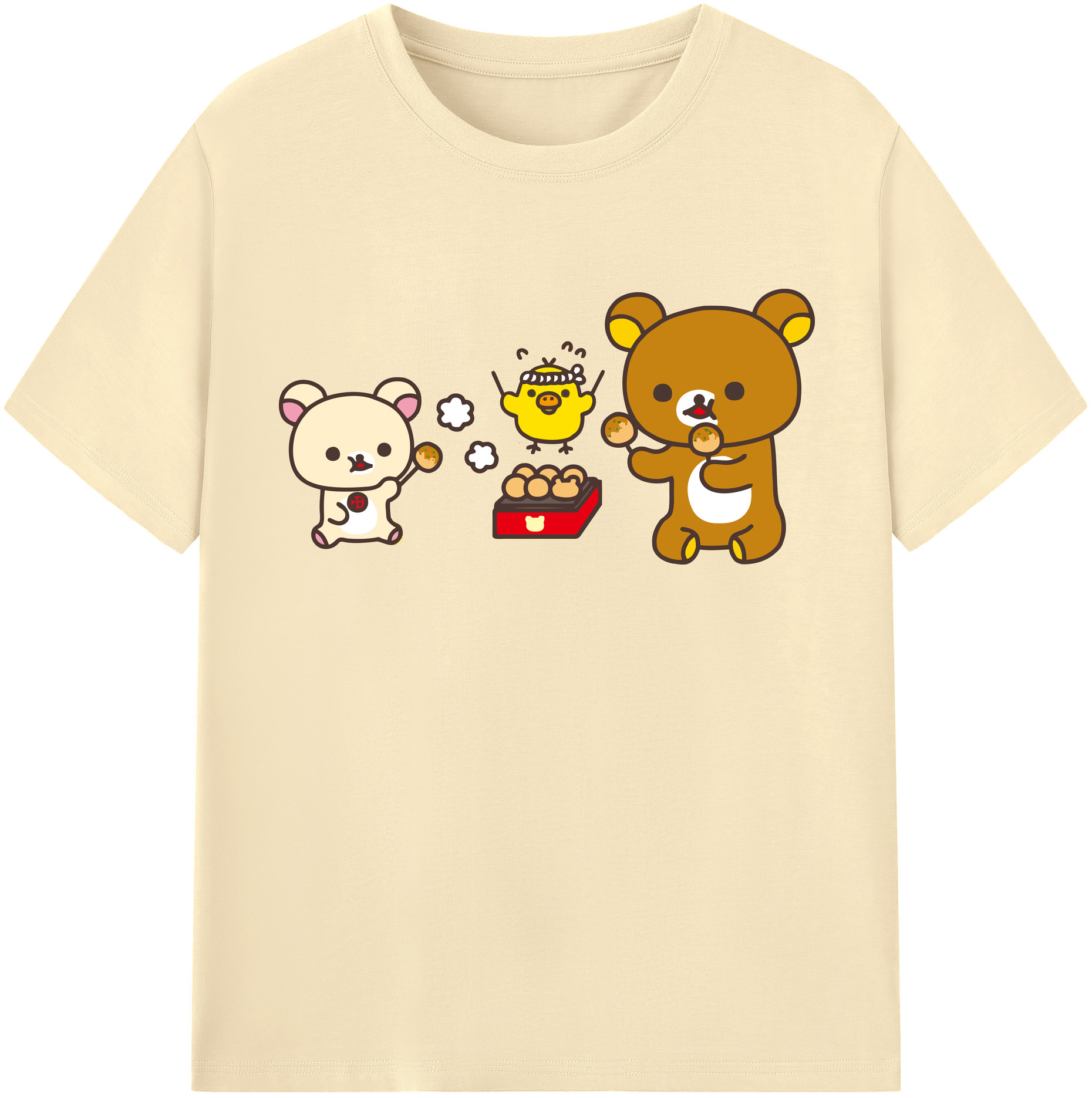 （画像用） リラックマ リラックマ キイロイトリ Rilakkuma Korilakkuma Kiiroitori 綿100％半袖Tシャツ（フロントプリント）
