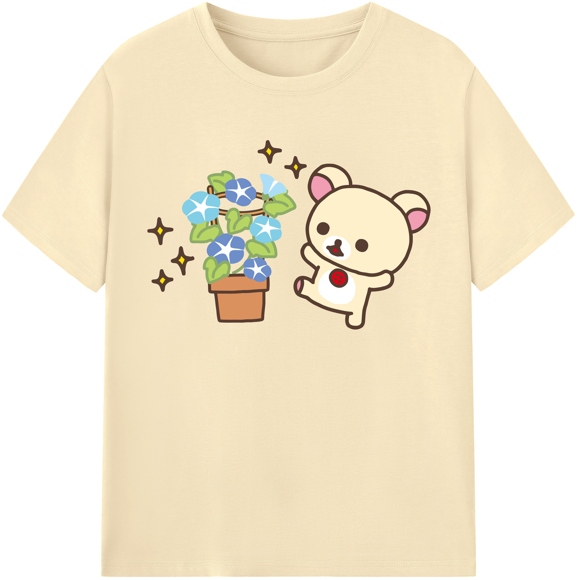 （画像用） リラックマ リラックマ キイロイトリ Rilakkuma Korilakkuma Kiiroitori 綿100％半袖Tシャツ（フロントプリント）