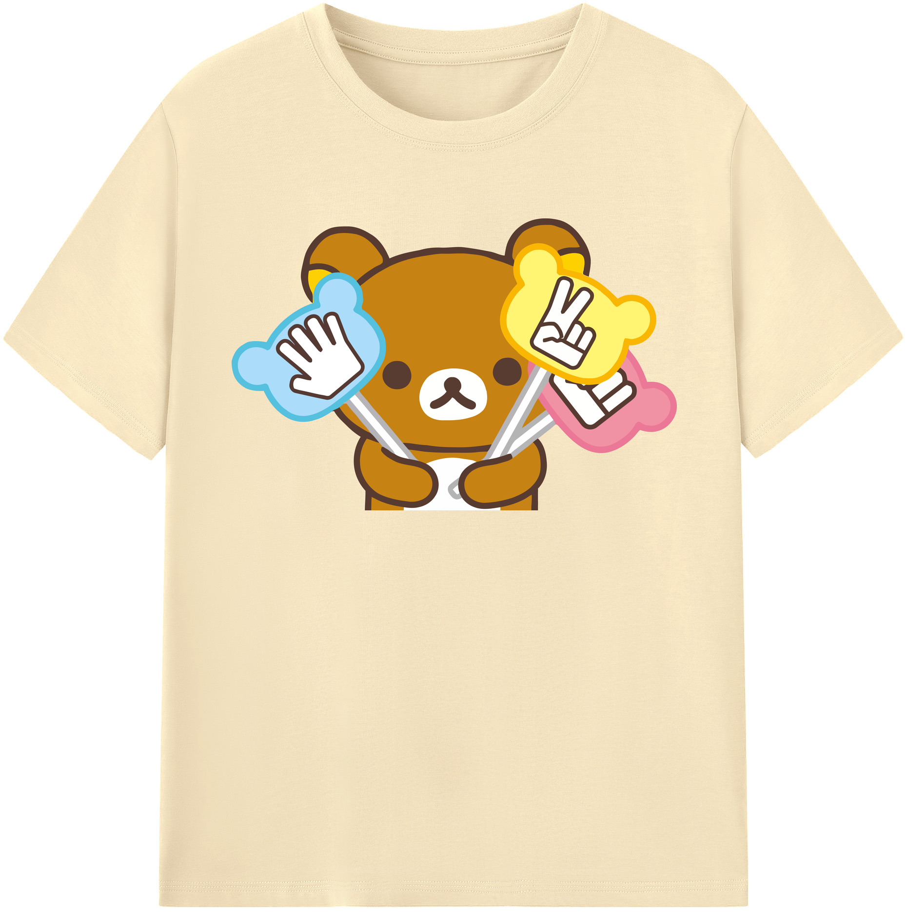 （画像用） リラックマ リラックマ キイロイトリ Rilakkuma Korilakkuma Kiiroitori 綿100％半袖Tシャツ（フロントプリント）