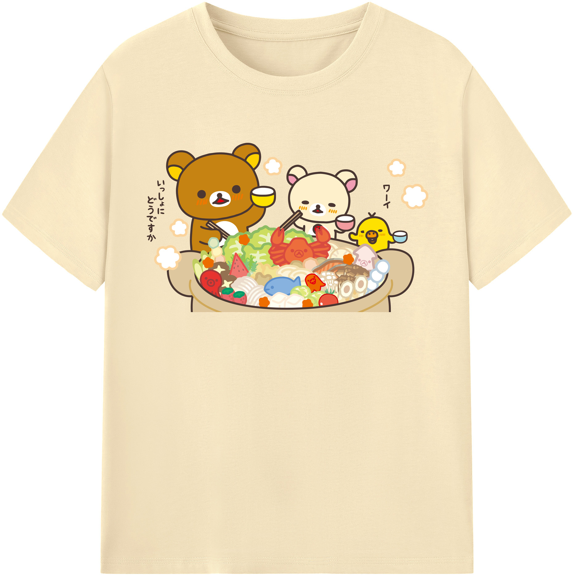 （画像用） リラックマ リラックマ キイロイトリ Rilakkuma Korilakkuma Kiiroitori 綿100％半袖Tシャツ（フロントプリント）
