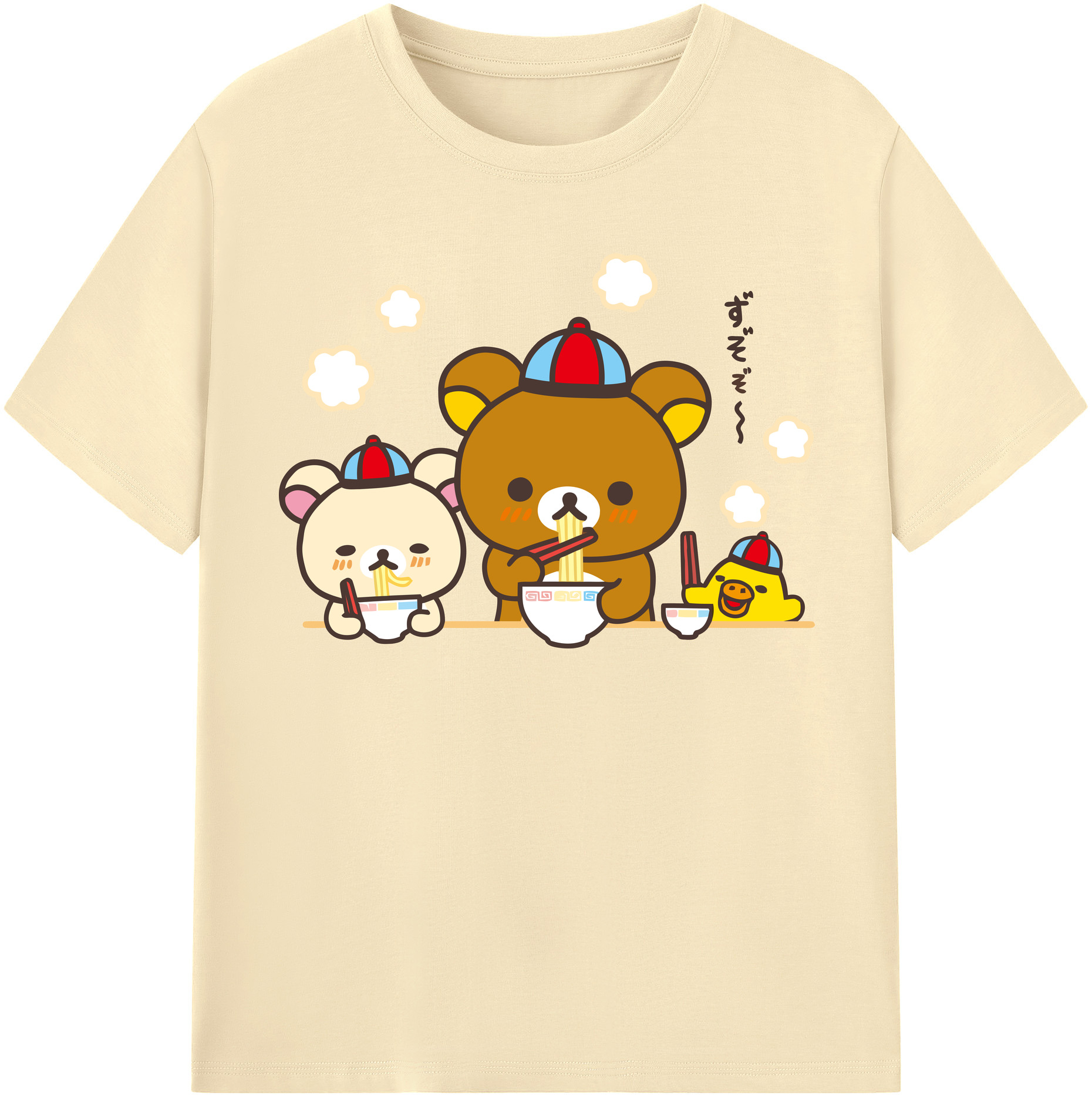 （画像用） リラックマ リラックマ キイロイトリ Rilakkuma Korilakkuma Kiiroitori 綿100％半袖Tシャツ（フロントプリント）
