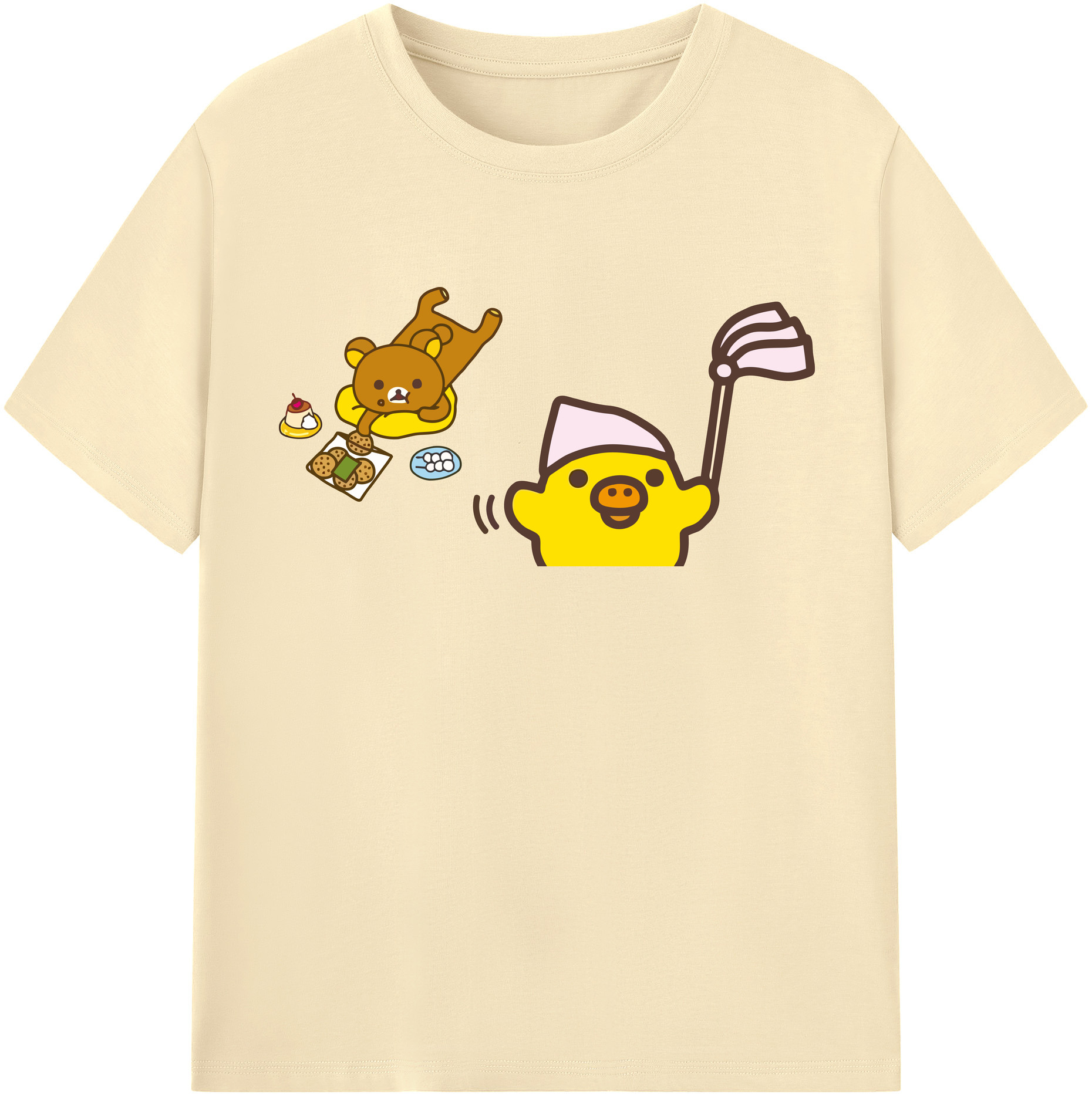 （画像用） リラックマ リラックマ キイロイトリ Rilakkuma Korilakkuma Kiiroitori 綿100％半袖Tシャツ（フロントプリント）