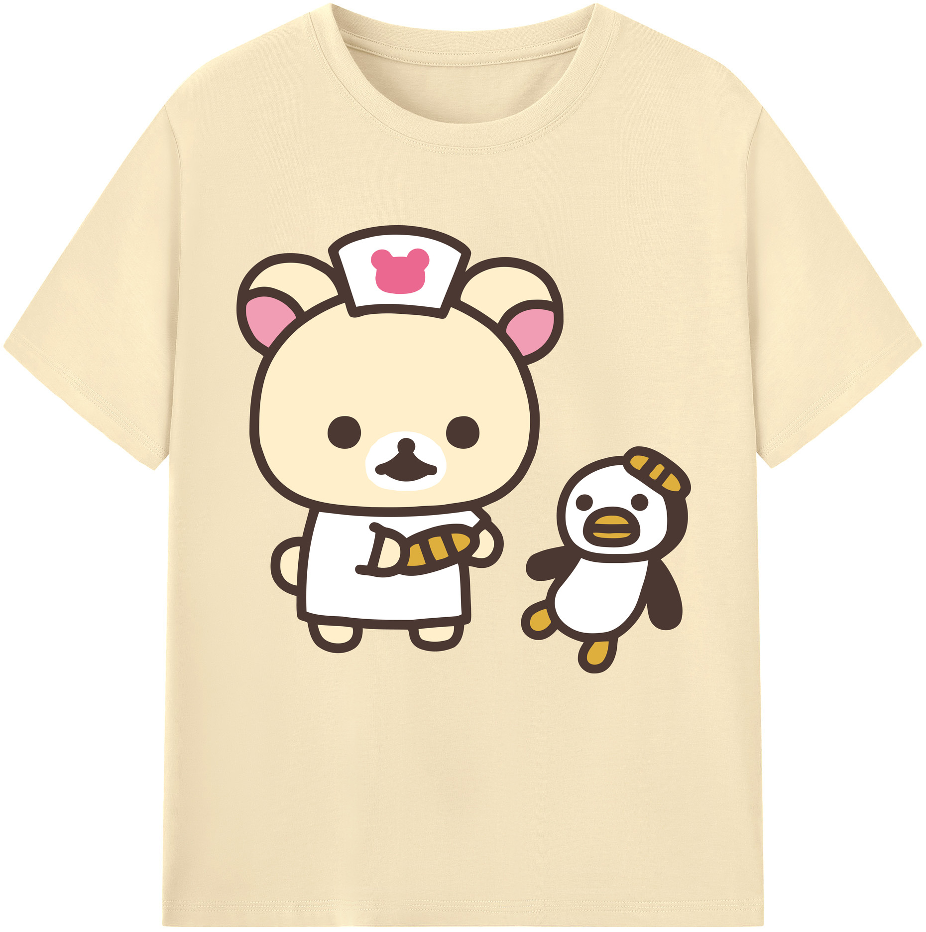 （画像用） リラックマ リラックマ キイロイトリ Rilakkuma Korilakkuma Kiiroitori 綿100％半袖Tシャツ（フロントプリント）