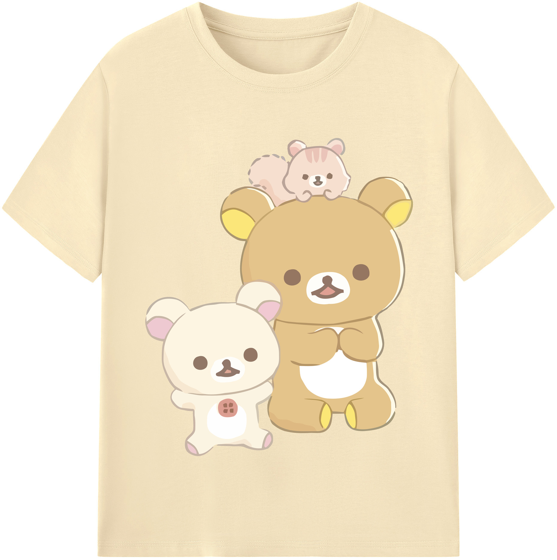 （画像用） リラックマ リラックマ キイロイトリ Rilakkuma Korilakkuma Kiiroitori 綿100％半袖Tシャツ（フロントプリント）