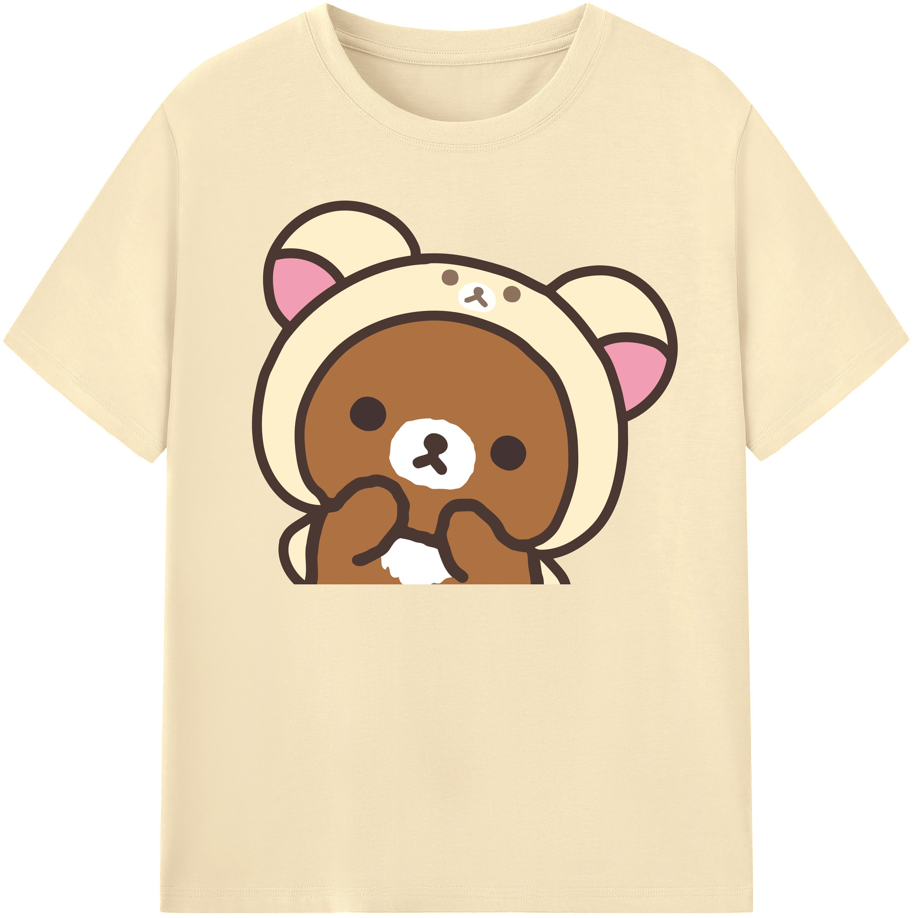 （画像用） リラックマ リラックマ キイロイトリ Rilakkuma Korilakkuma Kiiroitori 綿100％半袖Tシャツ（フロントプリント）