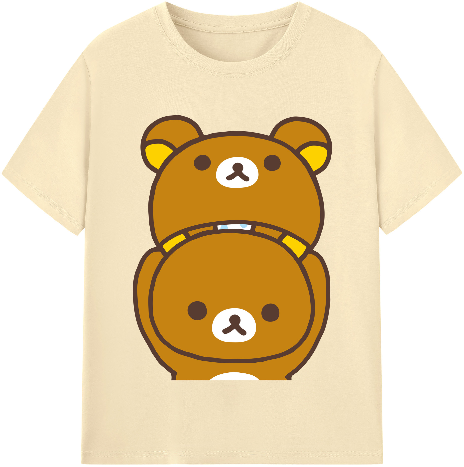 （画像用） リラックマ リラックマ キイロイトリ Rilakkuma Korilakkuma Kiiroitori 綿100％半袖Tシャツ（フロントプリント）