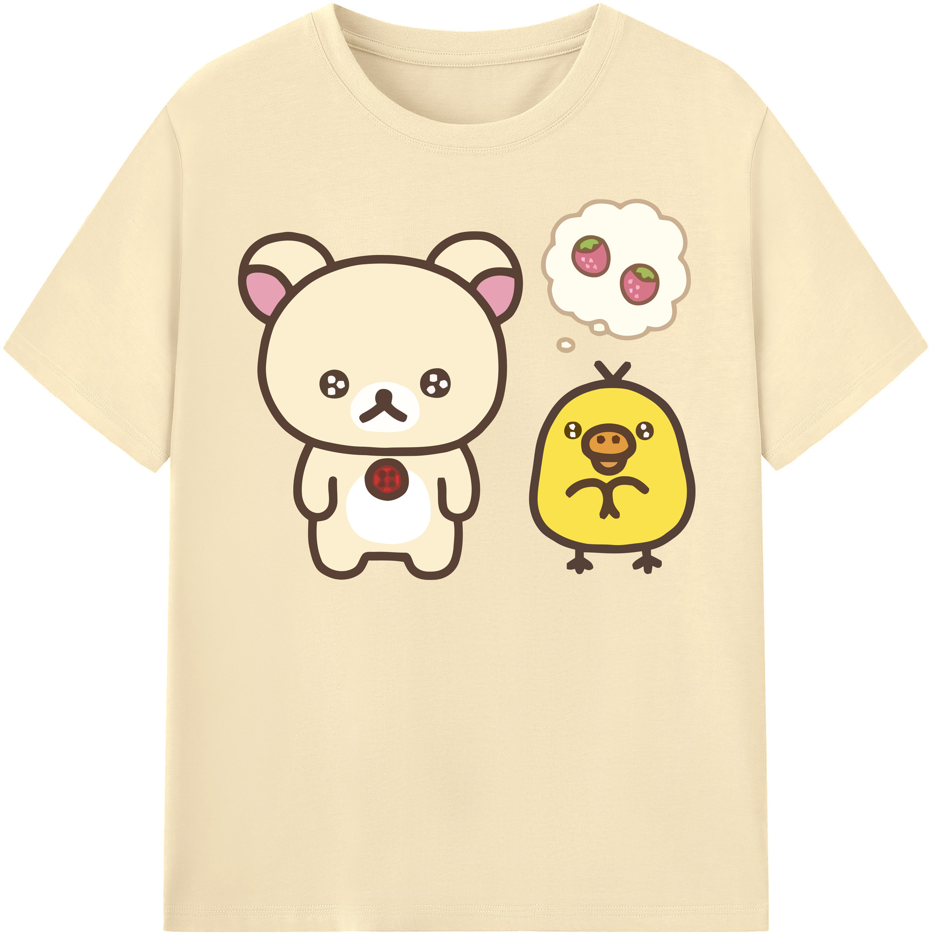 （画像用） リラックマ リラックマ キイロイトリ Rilakkuma Korilakkuma Kiiroitori 綿100％半袖Tシャツ（フロントプリント）