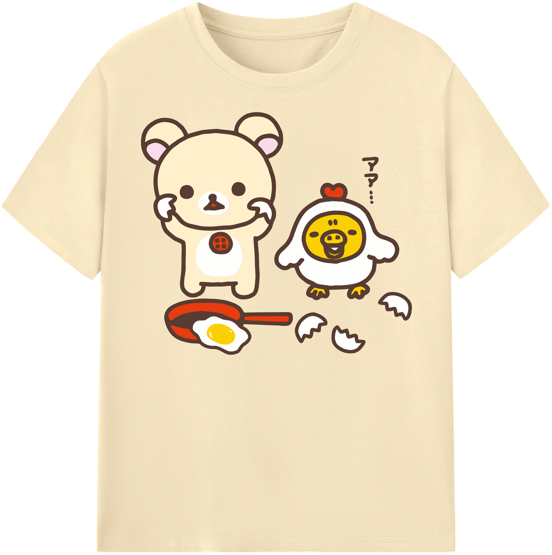 （画像用） リラックマ リラックマ キイロイトリ Rilakkuma Korilakkuma Kiiroitori 綿100％半袖Tシャツ（フロントプリント）