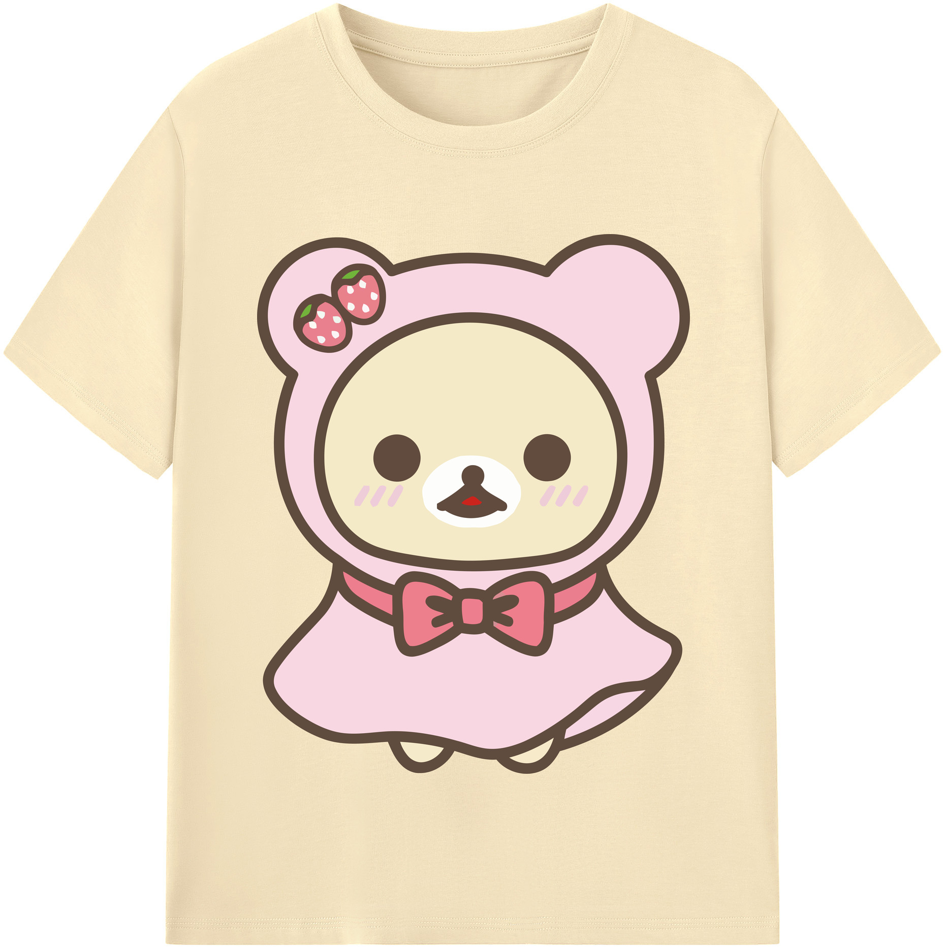 （画像用） リラックマ リラックマ キイロイトリ Rilakkuma Korilakkuma Kiiroitori 綿100％半袖Tシャツ（フロントプリント）