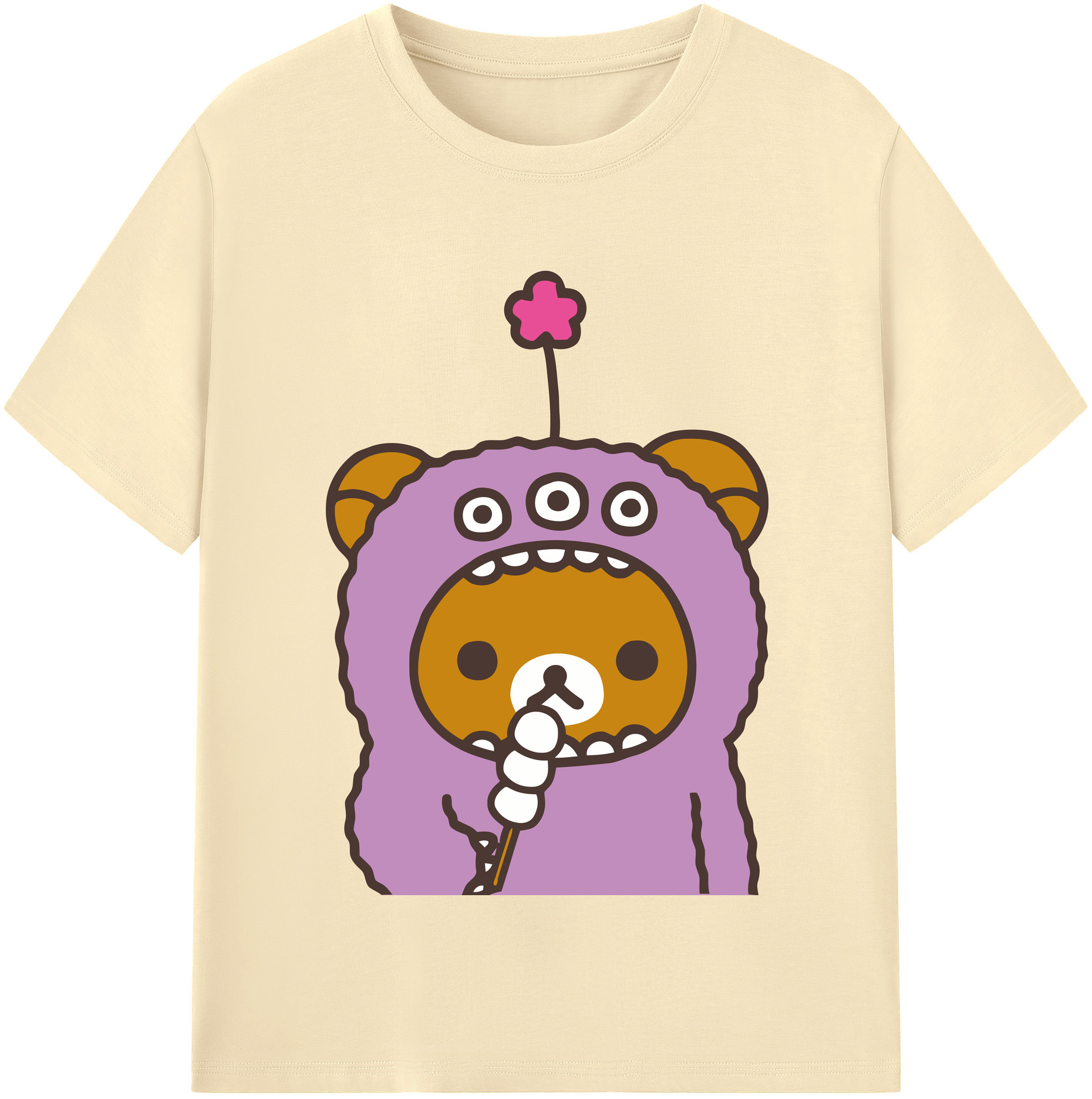 （画像用） リラックマ リラックマ キイロイトリ Rilakkuma Korilakkuma Kiiroitori 綿100％半袖Tシャツ（フロントプリント）