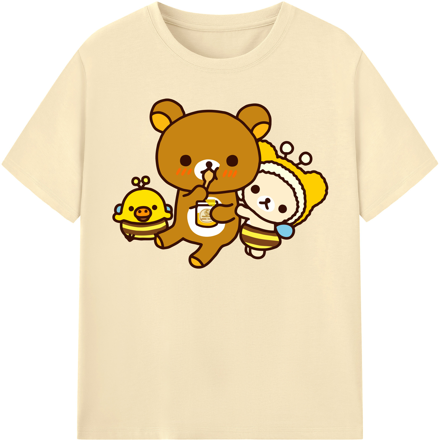 （画像用） リラックマ リラックマ キイロイトリ Rilakkuma Korilakkuma Kiiroitori 綿100％半袖Tシャツ（フロントプリント）
