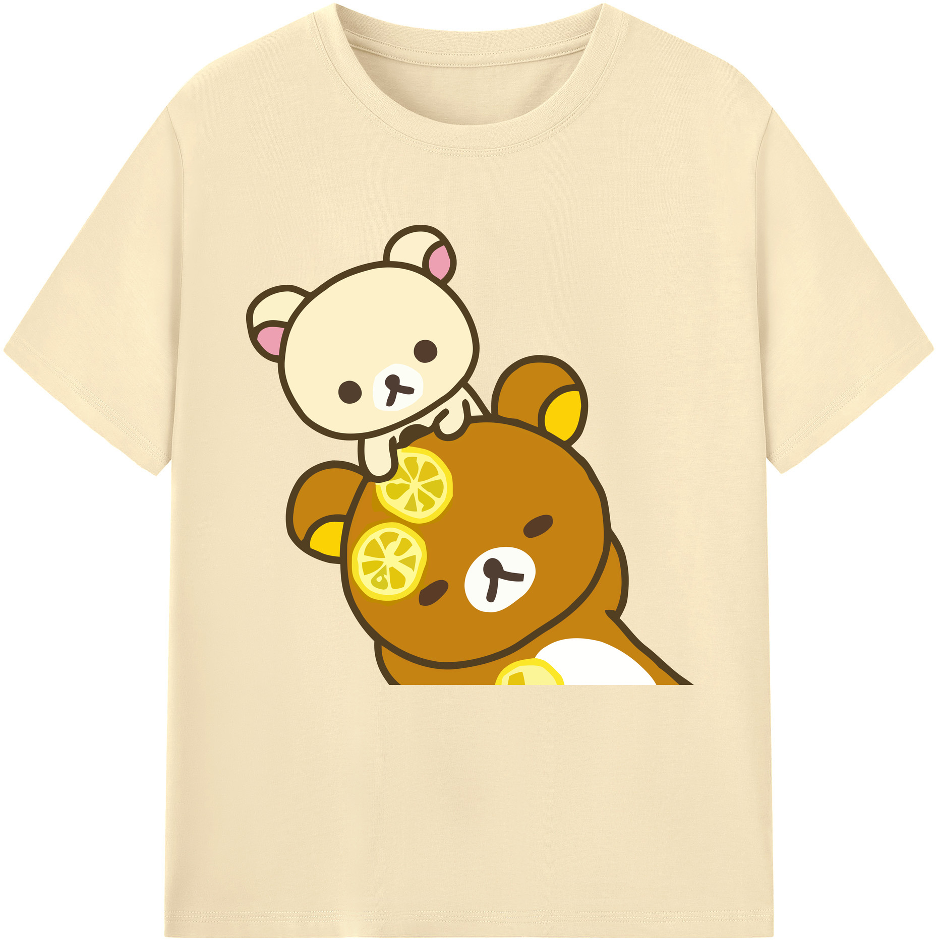 （画像用） リラックマ リラックマ キイロイトリ Rilakkuma Korilakkuma Kiiroitori 綿100％半袖Tシャツ（フロントプリント）