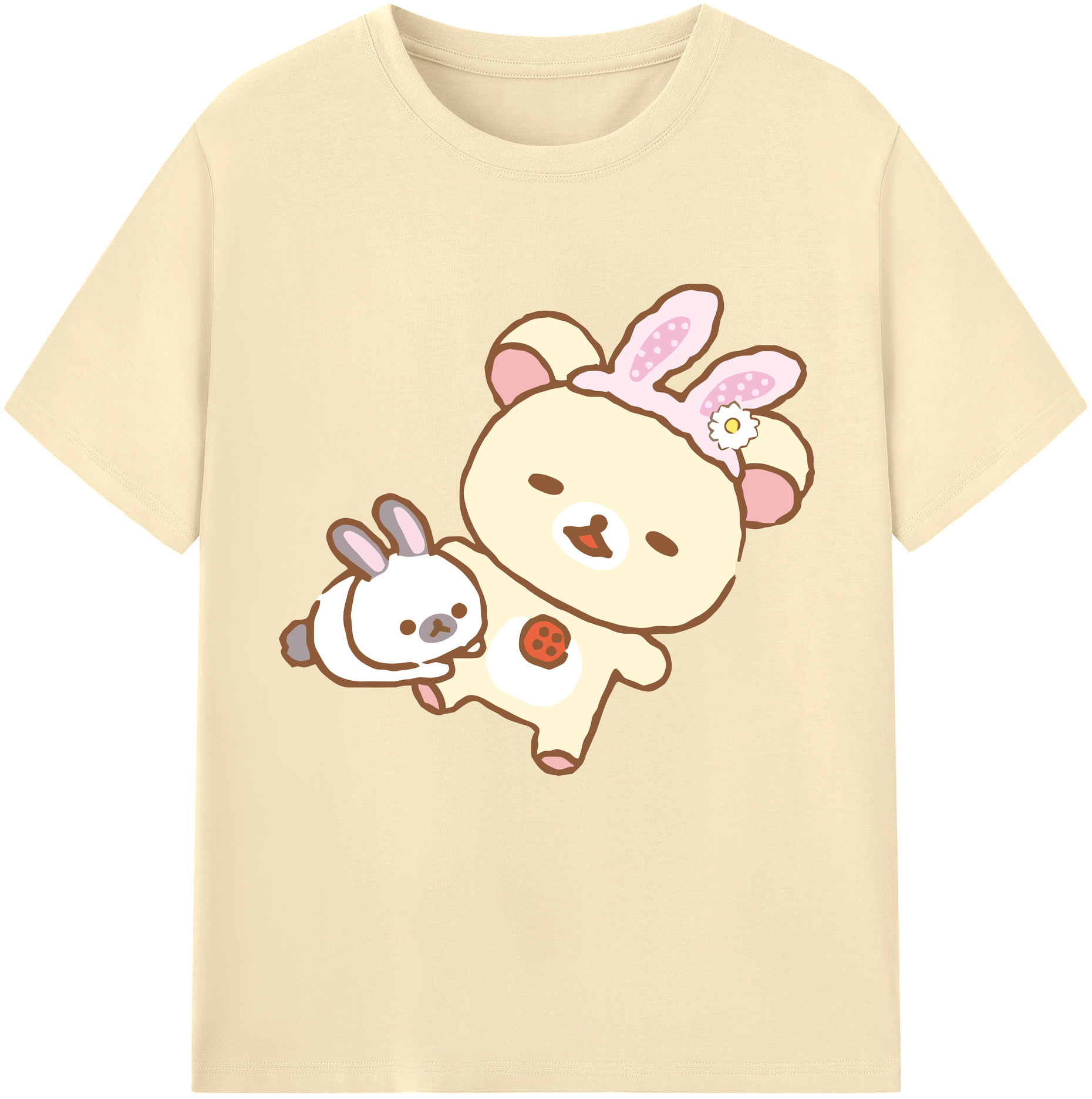 （画像用） リラックマ リラックマ キイロイトリ Rilakkuma Korilakkuma Kiiroitori 綿100％半袖Tシャツ（フロントプリント）