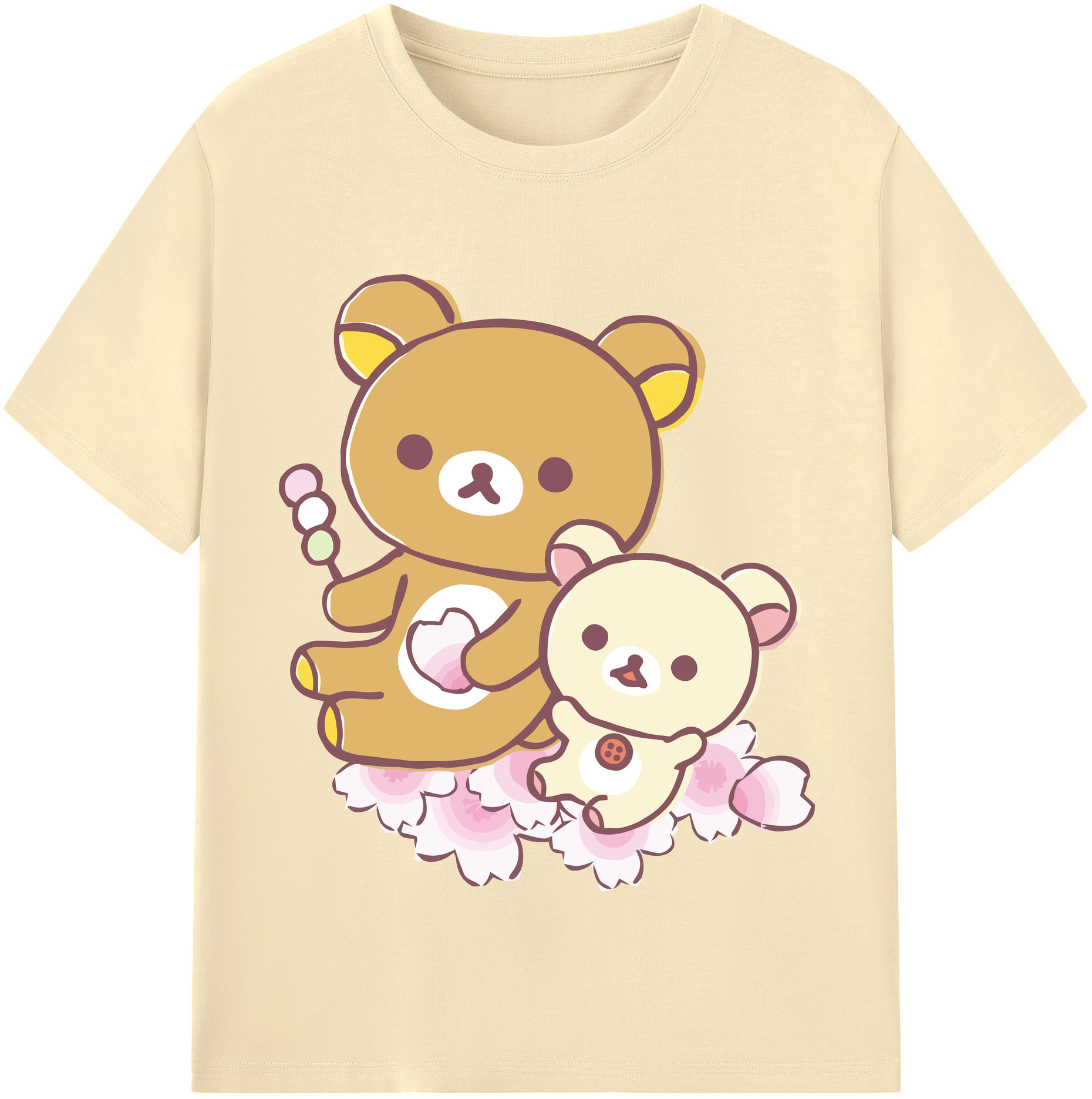 （画像用） リラックマ リラックマ キイロイトリ Rilakkuma Korilakkuma Kiiroitori 綿100％半袖Tシャツ（フロントプリント）