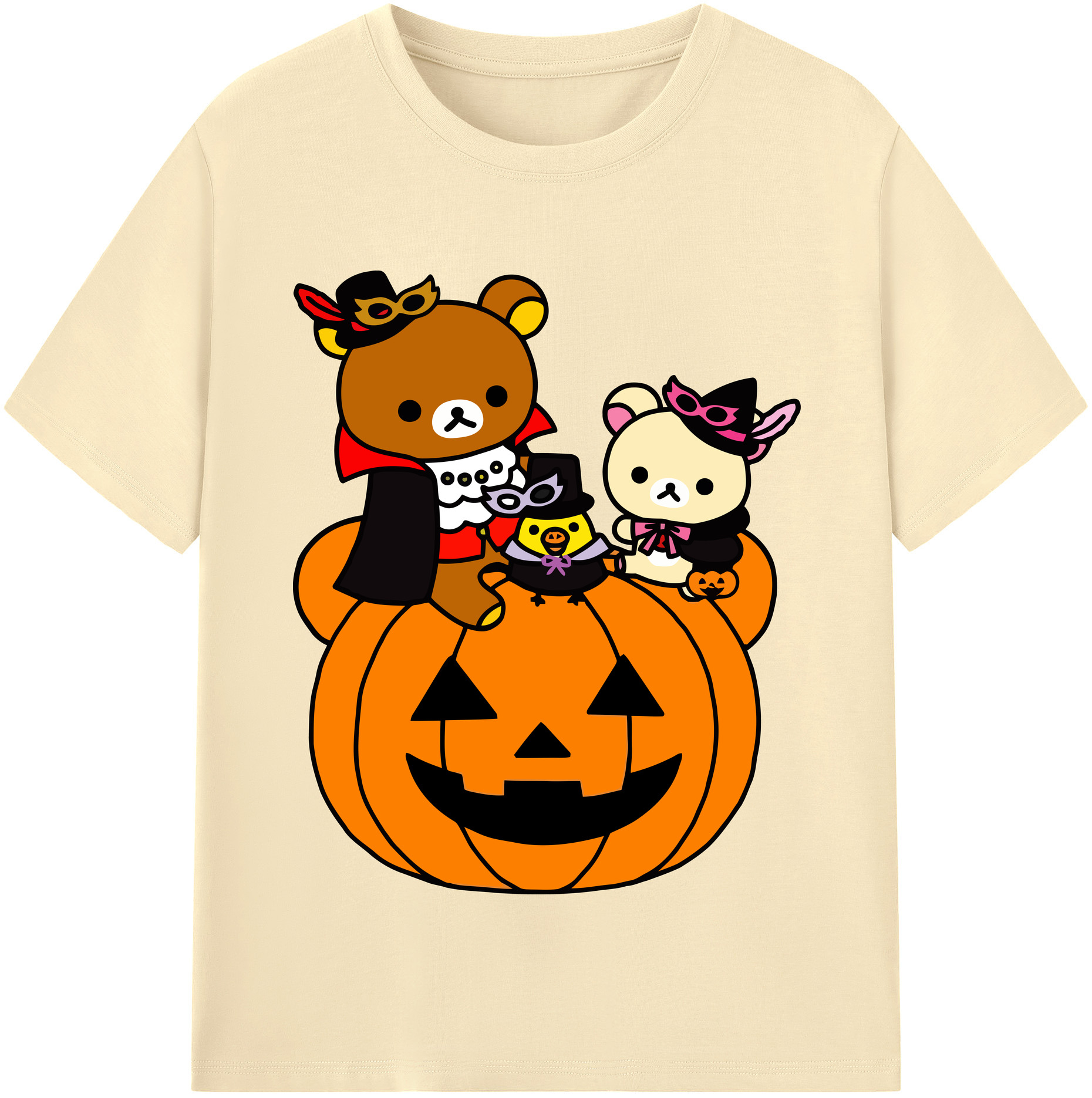 （画像用） リラックマ リラックマ キイロイトリ Rilakkuma Korilakkuma Kiiroitori 綿100％半袖Tシャツ（フロントプリント）
