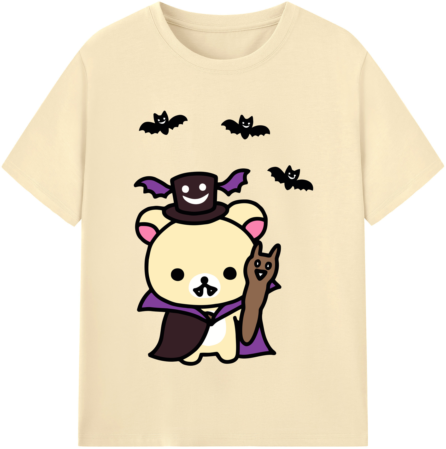 （画像用） リラックマ リラックマ キイロイトリ Rilakkuma Korilakkuma Kiiroitori 綿100％半袖Tシャツ（フロントプリント）