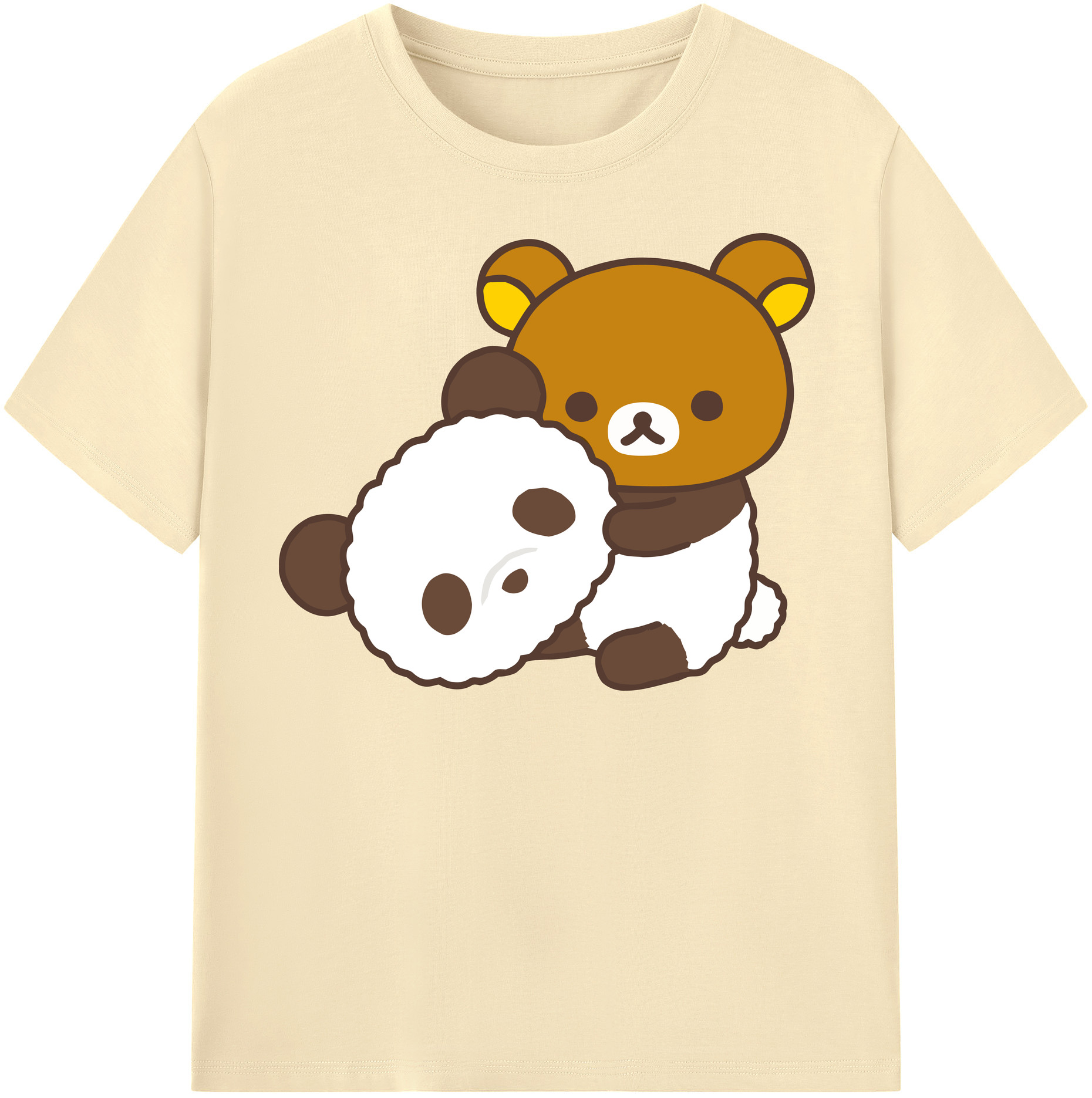 （画像用） リラックマ リラックマ キイロイトリ Rilakkuma Korilakkuma Kiiroitori 綿100％半袖Tシャツ（フロントプリント）