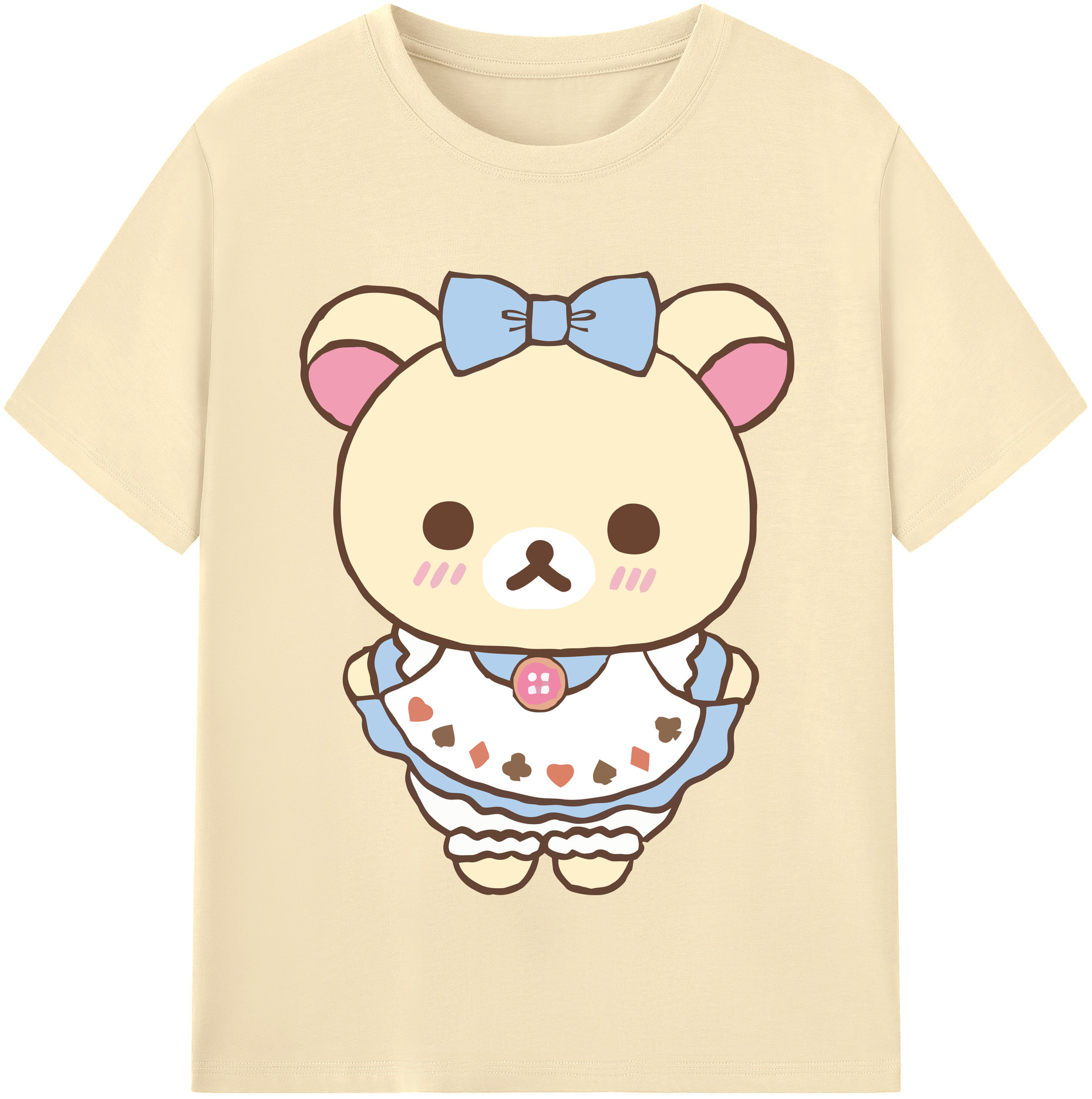 （画像用） リラックマ リラックマ キイロイトリ Rilakkuma Korilakkuma Kiiroitori 綿100％半袖Tシャツ（フロントプリント）