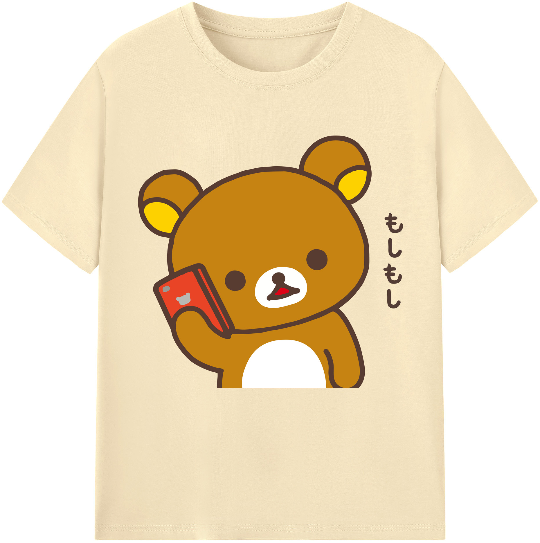 （画像用） リラックマ リラックマ キイロイトリ Rilakkuma Korilakkuma Kiiroitori 綿100％半袖Tシャツ（フロントプリント）